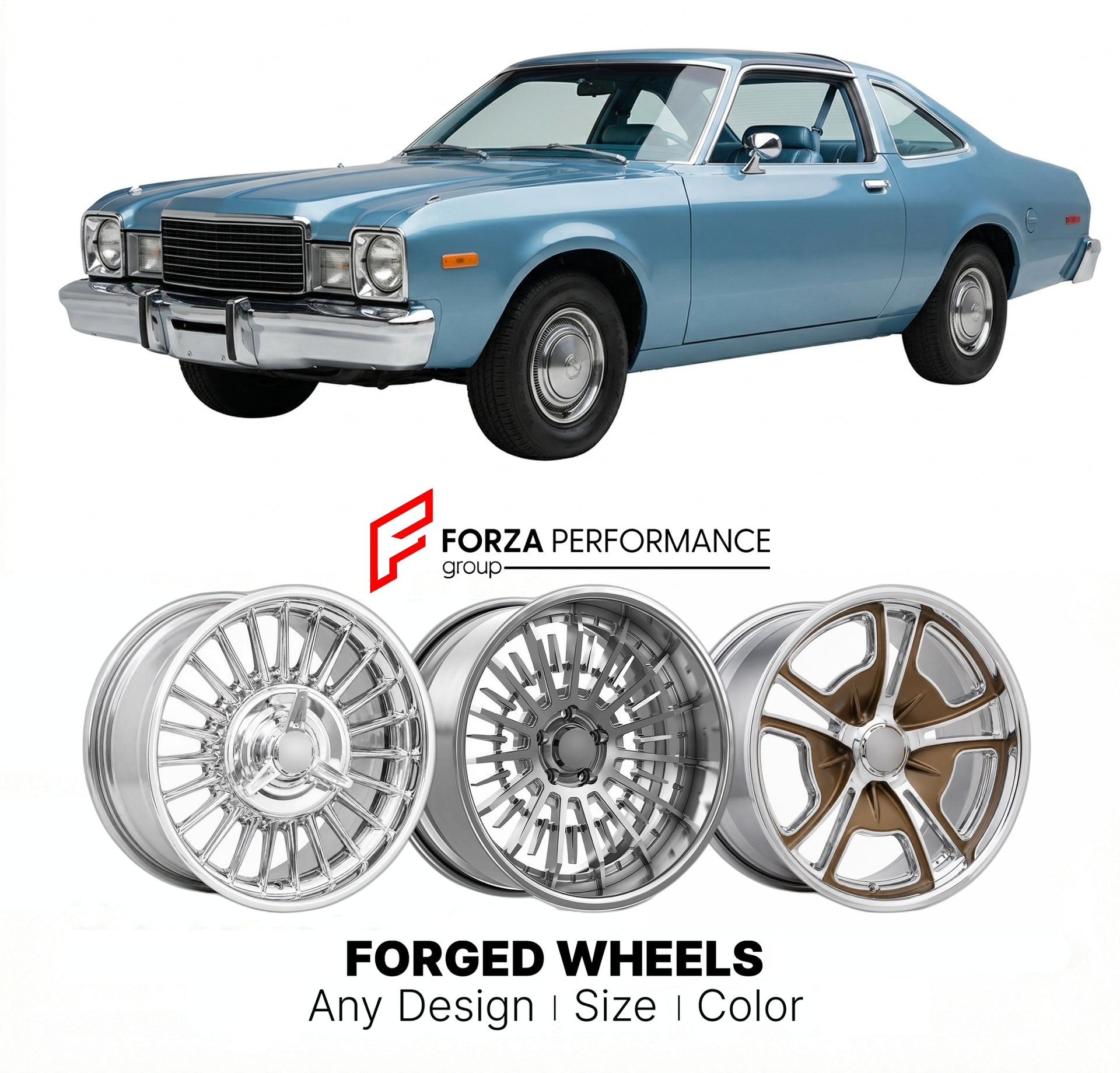 CUSTOM CLASSIC VINTAGE RESTOMOD RETRO OLD SCHOOL FORGED WHEELS RIMS for DODGE ASPEN 1976 - 1980
Custom forged wheels for classic American muscle cars. Ideal for restomod builds, vintage restorations, and show cars. Deep dish and retro styling available.

We manufacture premium quality forged wheels rims for Dodge Aspen 1976 - 1980 in any design, size, color.

THIS WHEEL DESIGN CAN BE CUSTOM-MADE FOR YOUR CAR IN ANY SIZE AND COLOR OPTIONS
Available in monoblock, 2-piece, 3-piece, duoblock, beadlock
3D wheel 