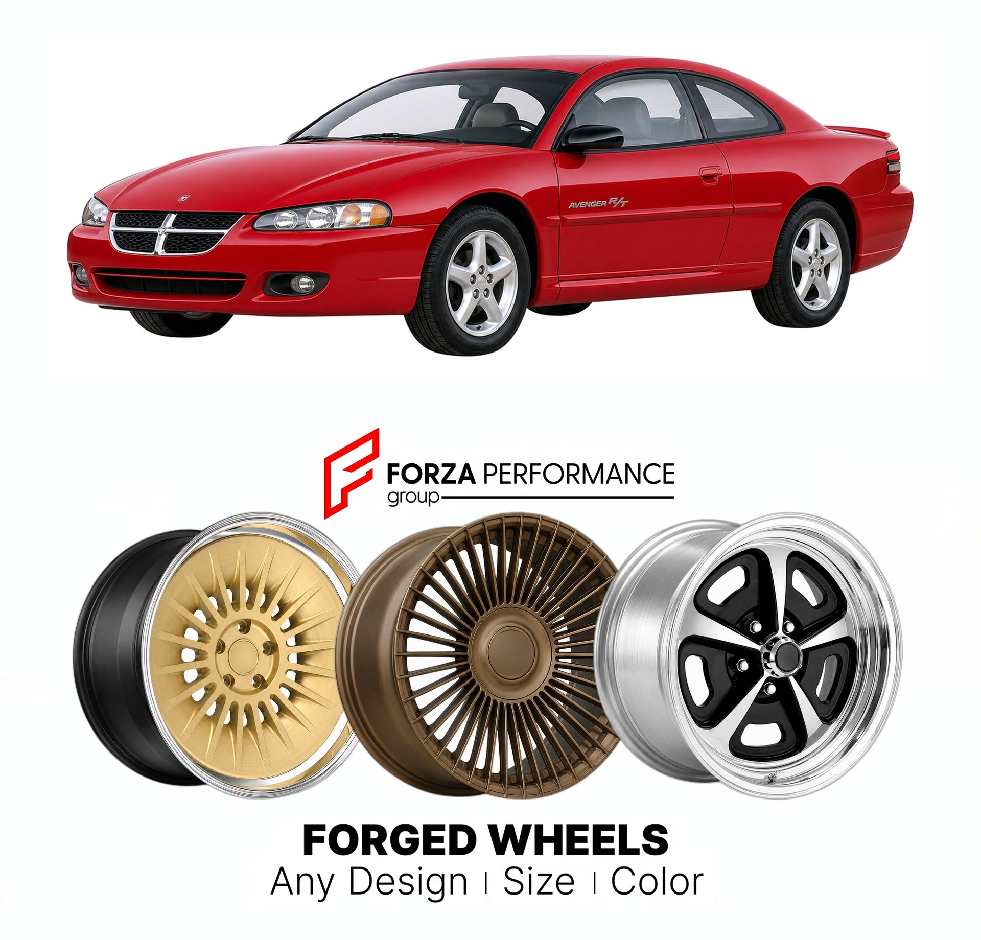 FORGED WHEELS RIMS for DODGE AVENGER R T 1995 - 2014

Custom forged wheels for Dodge Avenger R T 1995 - 2014. Made-to-order monoblock, 2-piece and 3-piece rims in custom sizes, offsets, colors and finishes with guaranteed fitment.

We manufacture premium quality forged wheels rims for Dodge Avenger R T 1995 - 2014 in any design, size, color.

THIS WHEEL DESIGN CAN BE CUSTOM-MADE FOR YOUR CAR IN ANY SIZE AND COLOR OPTIONS
Available in monoblock, 2-piece, 3-piece, duoblock, beadlock
3D wheel renderings are pr