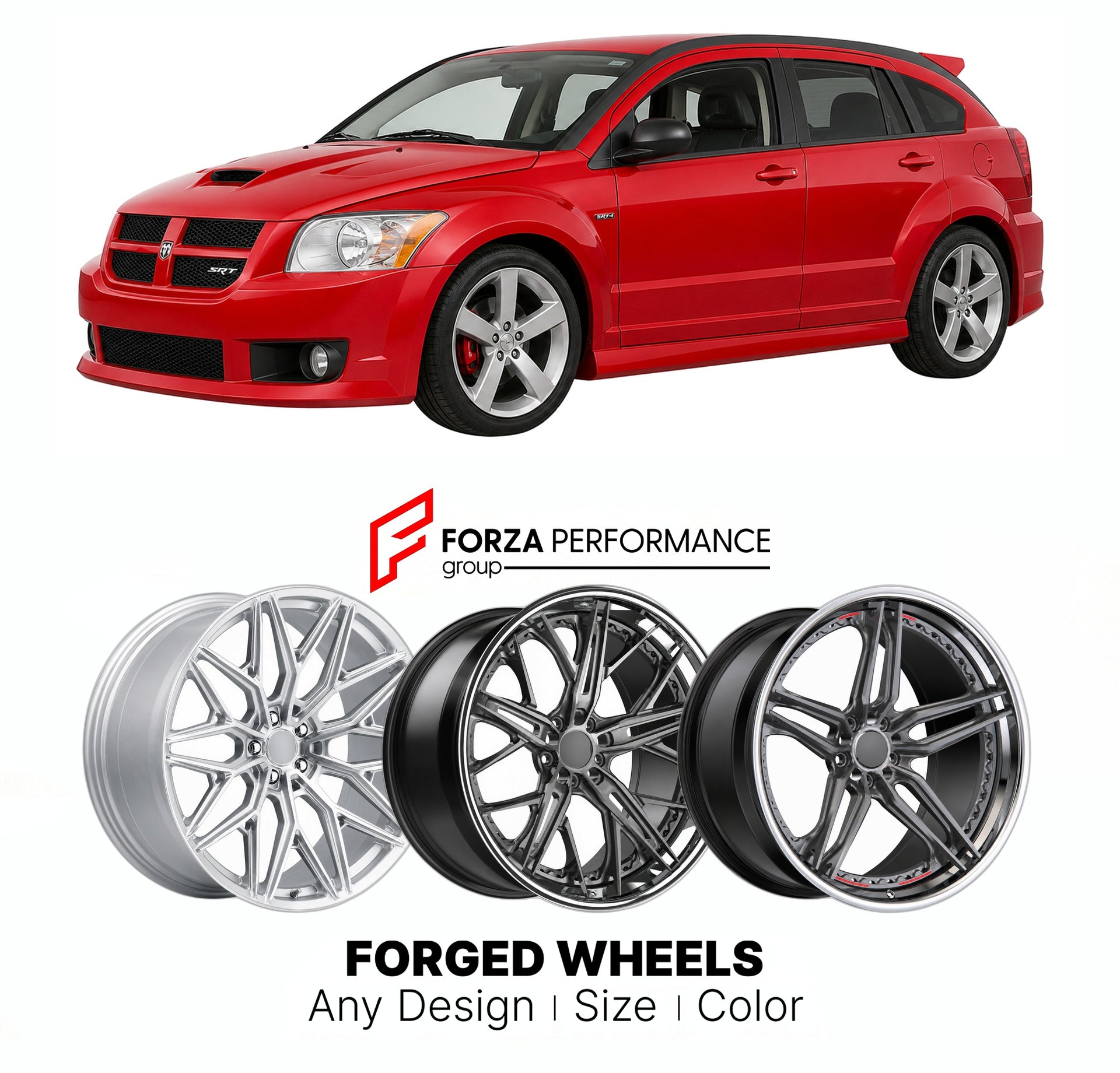 FORGED WHEELS RIMS for DODGE CALIBER SRT4 TURBOCHARGED 2008 - 2009

Custom forged wheels for Dodge Caliber SRT4 Turbocharged 2008 - 2009. Made-to-order monoblock, 2-piece and 3-piece rims in custom sizes, offsets, colors and finishes with guaranteed fitment.

We manufacture premium quality forged wheels rims for Dodge Caliber SRT4 Turbocharged 2008 - 2009 in any design, size, color.

THIS WHEEL DESIGN CAN BE CUSTOM-MADE FOR YOUR CAR IN ANY SIZE AND COLOR OPTIONS
Available in monoblock, 2-piece, 3-piece, duo