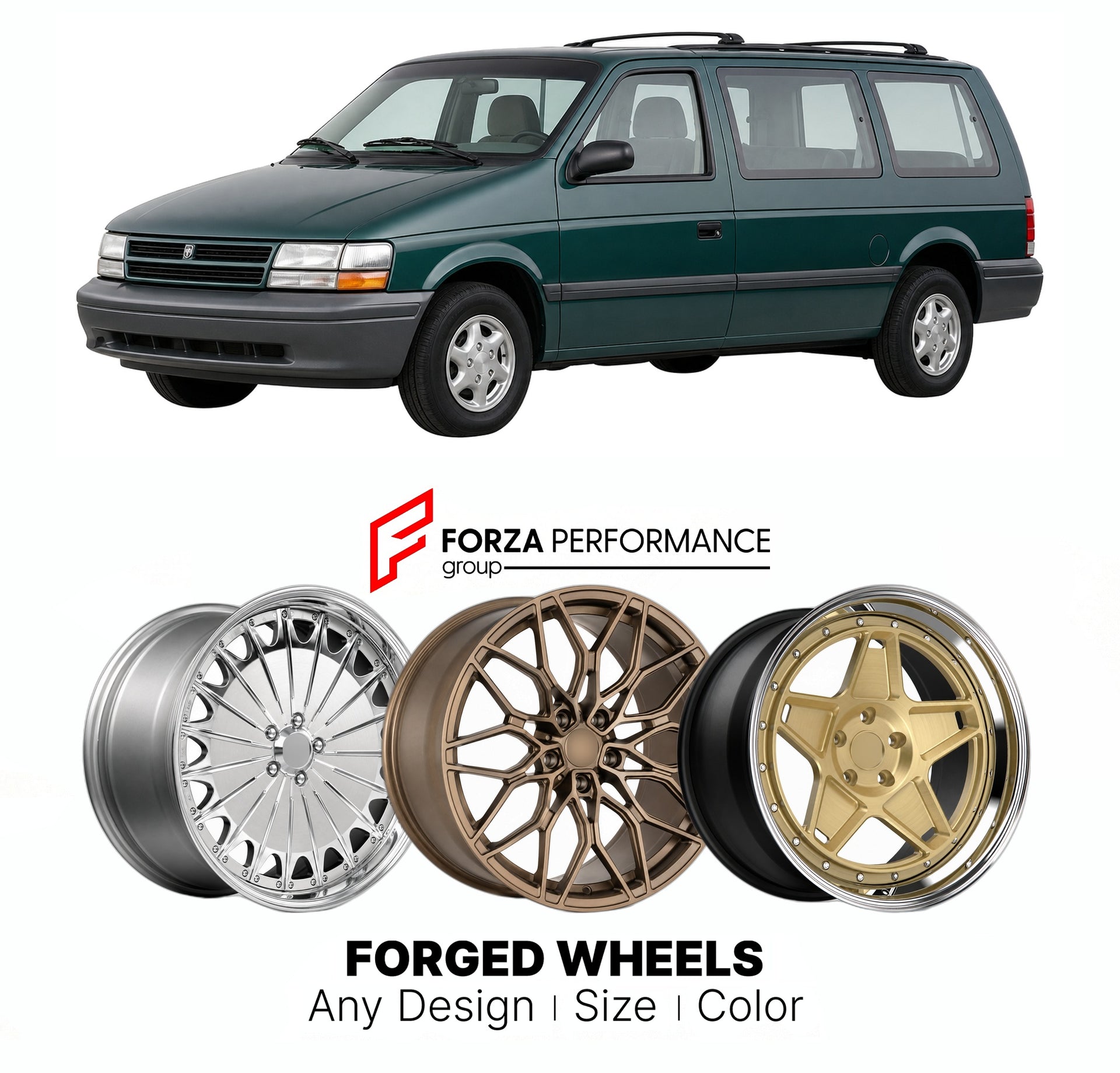 FORGED WHEELS RIMS for DODGE CARAVAN 1996 - 2000

Custom forged wheels for Dodge Caravan 1996 - 2000. Made-to-order monoblock, 2-piece and 3-piece rims in custom sizes, offsets, colors and finishes with guaranteed fitment.

We manufacture premium quality forged wheels rims for Dodge Caravan 1996 - 2000 in any design, size, color.

THIS WHEEL DESIGN CAN BE CUSTOM-MADE FOR YOUR CAR IN ANY SIZE AND COLOR OPTIONS
Available in monoblock, 2-piece, 3-piece, duoblock, beadlock
3D wheel renderings are provided accor