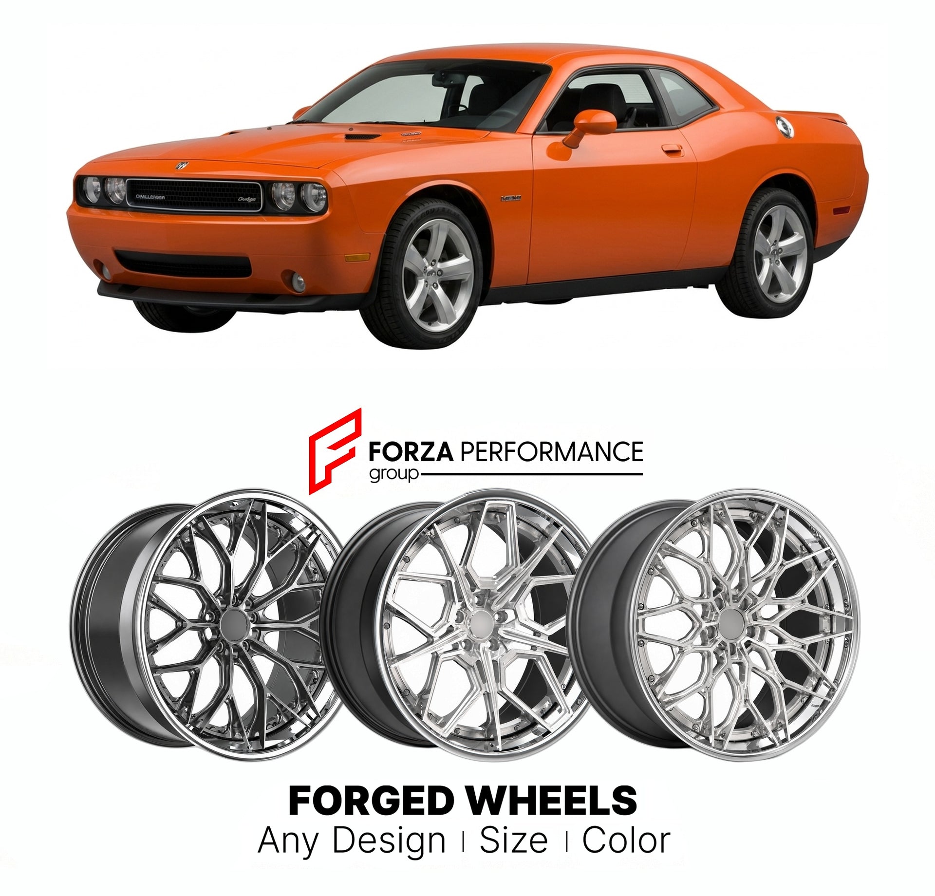 FORGED WHEELS RIMS for DODGE CHALLENGER 2008 - 2023

Custom forged wheels for Dodge Challenger 2008 - 2023. Made-to-order monoblock, 2-piece and 3-piece rims in custom sizes, offsets, colors and finishes with guaranteed fitment.

We manufacture premium quality forged wheels rims for Dodge Challenger 2008 - 2023 in any design, size, color.

THIS WHEEL DESIGN CAN BE CUSTOM-MADE FOR YOUR CAR IN ANY SIZE AND COLOR OPTIONS
Available in monoblock, 2-piece, 3-piece, duoblock, beadlock
3D wheel renderings are provi