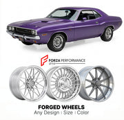 CUSTOM CLASSIC VINTAGE RESTOMOD RETRO OLD SCHOOL FORGED WHEELS RIMS for DODGE CHALLENGER R/T 426 HEMI 1970 - 1971
Custom forged wheels for classic American muscle cars. Ideal for restomod builds, vintage restorations, and show cars. Deep dish and retro styling available.

We manufacture premium quality forged wheels rims for Dodge Challenger R/T 426 Hemi 1970 - 1971 in any design, size, color.

THIS WHEEL DESIGN CAN BE CUSTOM-MADE FOR YOUR CAR IN ANY SIZE AND COLOR OPTIONS
Available in monoblock, 2-piece, 3