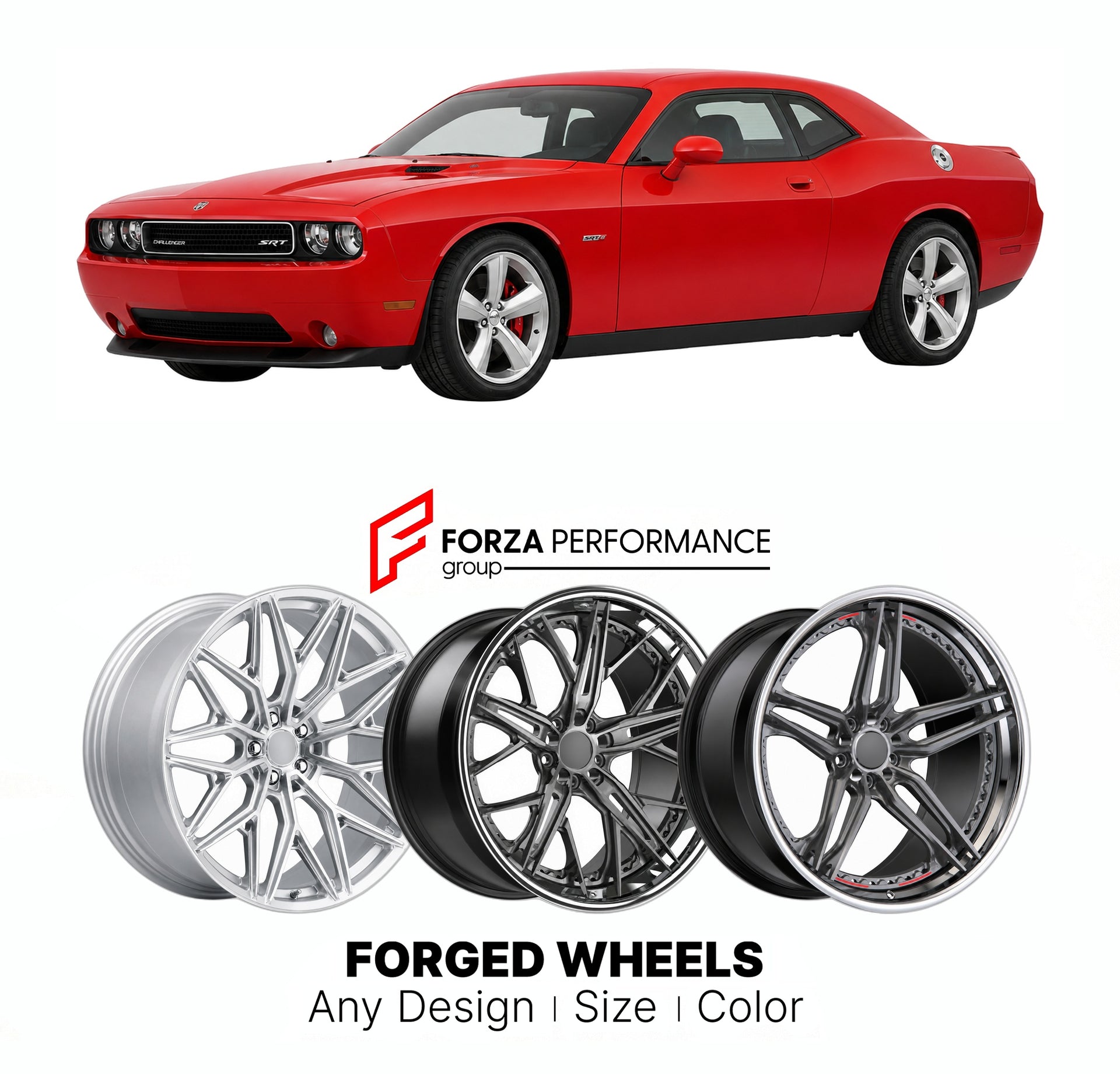FORGED WHEELS RIMS for DODGE CHALLENGER SRT8 2008 - 2014

Custom forged wheels for Dodge Challenger SRT8 2008 - 2014. Made-to-order monoblock, 2-piece and 3-piece rims in custom sizes, offsets, colors and finishes with guaranteed fitment.

We manufacture premium quality forged wheels rims for Dodge Challenger SRT8 2008 - 2014 in any design, size, color.

THIS WHEEL DESIGN CAN BE CUSTOM-MADE FOR YOUR CAR IN ANY SIZE AND COLOR OPTIONS
Available in monoblock, 2-piece, 3-piece, duoblock, beadlock
3D wheel rende