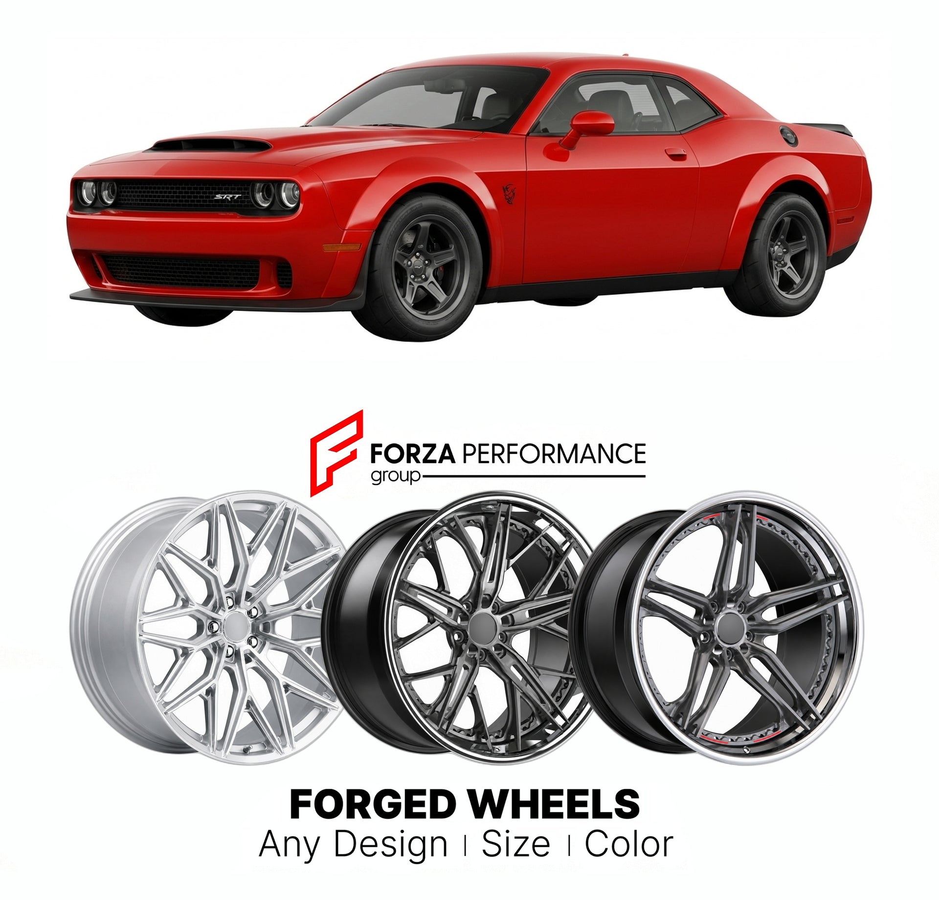 FORGED WHEELS RIMS for DODGE CHALLENGER SRT DEMON 2018 - 2023

Custom forged wheels for Dodge Challenger SRT Demon 2018 - 2023. Made-to-order monoblock, 2-piece and 3-piece rims in custom sizes, offsets, colors and finishes with guaranteed fitment.

We manufacture premium quality forged wheels rims for Dodge Challenger SRT Demon 2018 - 2023 in any design, size, color.

THIS WHEEL DESIGN CAN BE CUSTOM-MADE FOR YOUR CAR IN ANY SIZE AND COLOR OPTIONS
Available in monoblock, 2-piece, 3-piece, duoblock, beadlock