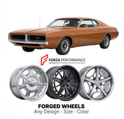 CUSTOM CLASSIC VINTAGE RESTOMOD RETRO OLD SCHOOL FORGED WHEELS RIMS for DODGE CHARGER 1975 - 1978
Custom forged wheels for classic American muscle cars. Ideal for restomod builds, vintage restorations, and show cars. Deep dish and retro styling available.

We manufacture premium quality forged wheels rims for Dodge Charger 1975 - 1978 in any design, size, color.

THIS WHEEL DESIGN CAN BE CUSTOM-MADE FOR YOUR CAR IN ANY SIZE AND COLOR OPTIONS
Available in monoblock, 2-piece, 3-piece, duoblock, beadlock
3D wh
