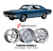 CUSTOM CLASSIC VINTAGE RESTOMOD RETRO OLD SCHOOL FORGED WHEELS RIMS for DODGE CHARGER 500 1969 - 1970
Custom forged wheels for classic American muscle cars. Ideal for restomod builds, vintage restorations, and show cars. Deep dish and retro styling available.

We manufacture premium quality forged wheels rims for Dodge Charger 500 1969 - 1970 in any design, size, color.

THIS WHEEL DESIGN CAN BE CUSTOM-MADE FOR YOUR CAR IN ANY SIZE AND COLOR OPTIONS
Available in monoblock, 2-piece, 3-piece, duoblock, beadlo