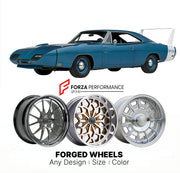 CUSTOM CLASSIC VINTAGE RESTOMOD RETRO OLD SCHOOL FORGED WHEELS RIMS for DODGE CHARGER DAYTONA 1969 - 1969
Custom forged wheels for classic American muscle cars. Ideal for restomod builds, vintage restorations, and show cars. Deep dish and retro styling available.

We manufacture premium quality forged wheels rims for Dodge Charger Daytona 1969 - 1969 in any design, size, color.

THIS WHEEL DESIGN CAN BE CUSTOM-MADE FOR YOUR CAR IN ANY SIZE AND COLOR OPTIONS
Available in monoblock, 2-piece, 3-piece, duoblock