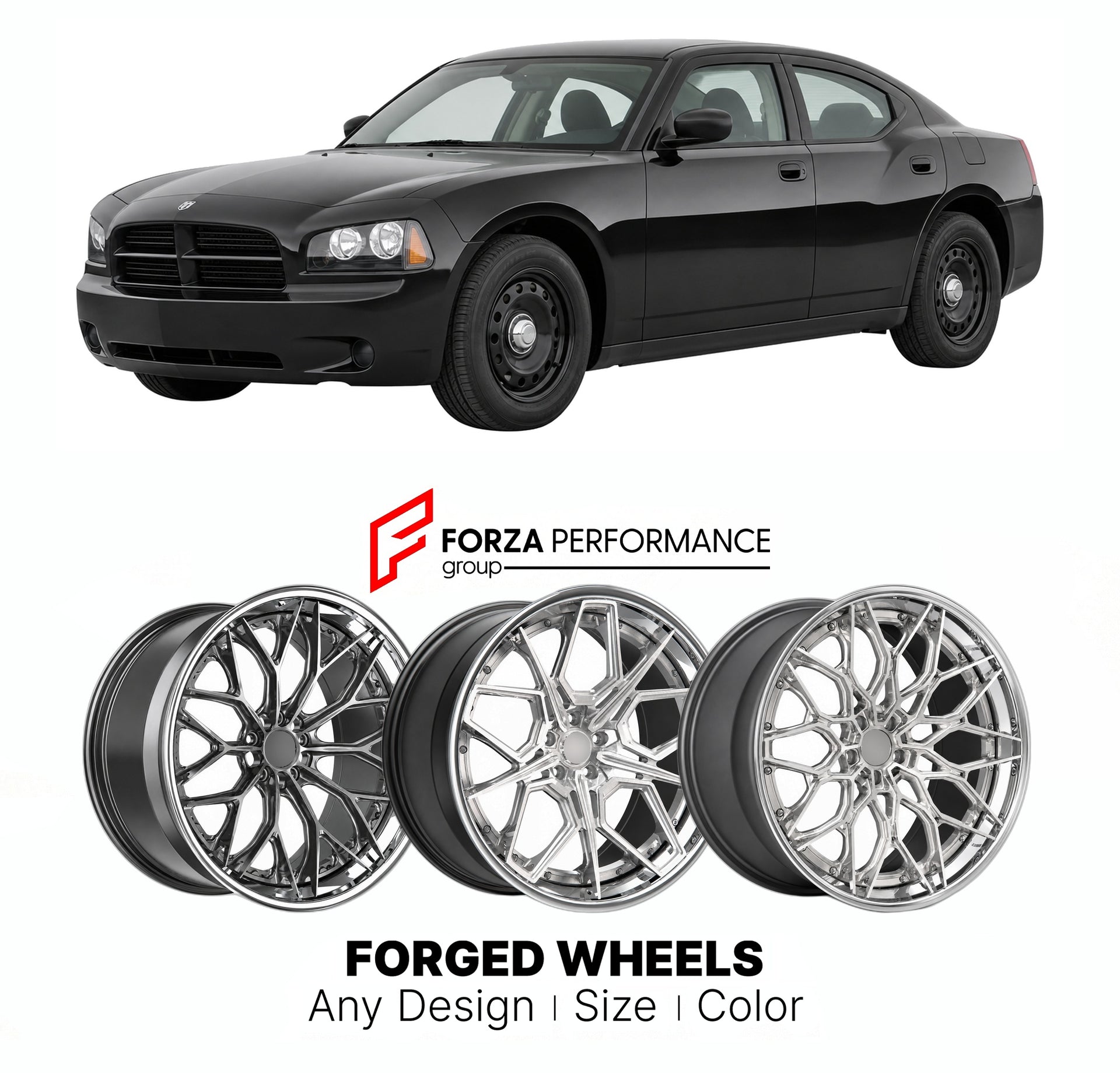 FORGED WHEELS RIMS for DODGE CHARGER PURSUIT LX LD 2006 - 2023

Custom forged wheels for Dodge Charger Pursuit LX LD 2006 - 2023. Made-to-order monoblock, 2-piece and 3-piece rims in custom sizes, offsets, colors and finishes with guaranteed fitment.

We manufacture premium quality forged wheels rims for Dodge Charger Pursuit LX LD 2006 - 2023 in any design, size, color.

THIS WHEEL DESIGN CAN BE CUSTOM-MADE FOR YOUR CAR IN ANY SIZE AND COLOR OPTIONS
Available in monoblock, 2-piece, 3-piece, duoblock, beadl