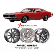 CUSTOM CLASSIC VINTAGE RESTOMOD RETRO OLD SCHOOL FORGED WHEELS RIMS for DODGE CHARGER R/T 440 SIX PACK 1971 - 1971
Custom forged wheels for classic American muscle cars. Ideal for restomod builds, vintage restorations, and show cars. Deep dish and retro styling available.

We manufacture premium quality forged wheels rims for Dodge Charger R/T 440 Six Pack 1971 - 1971 in any design, size, color.

THIS WHEEL DESIGN CAN BE CUSTOM-MADE FOR YOUR CAR IN ANY SIZE AND COLOR OPTIONS
Available in monoblock, 2-piece,
