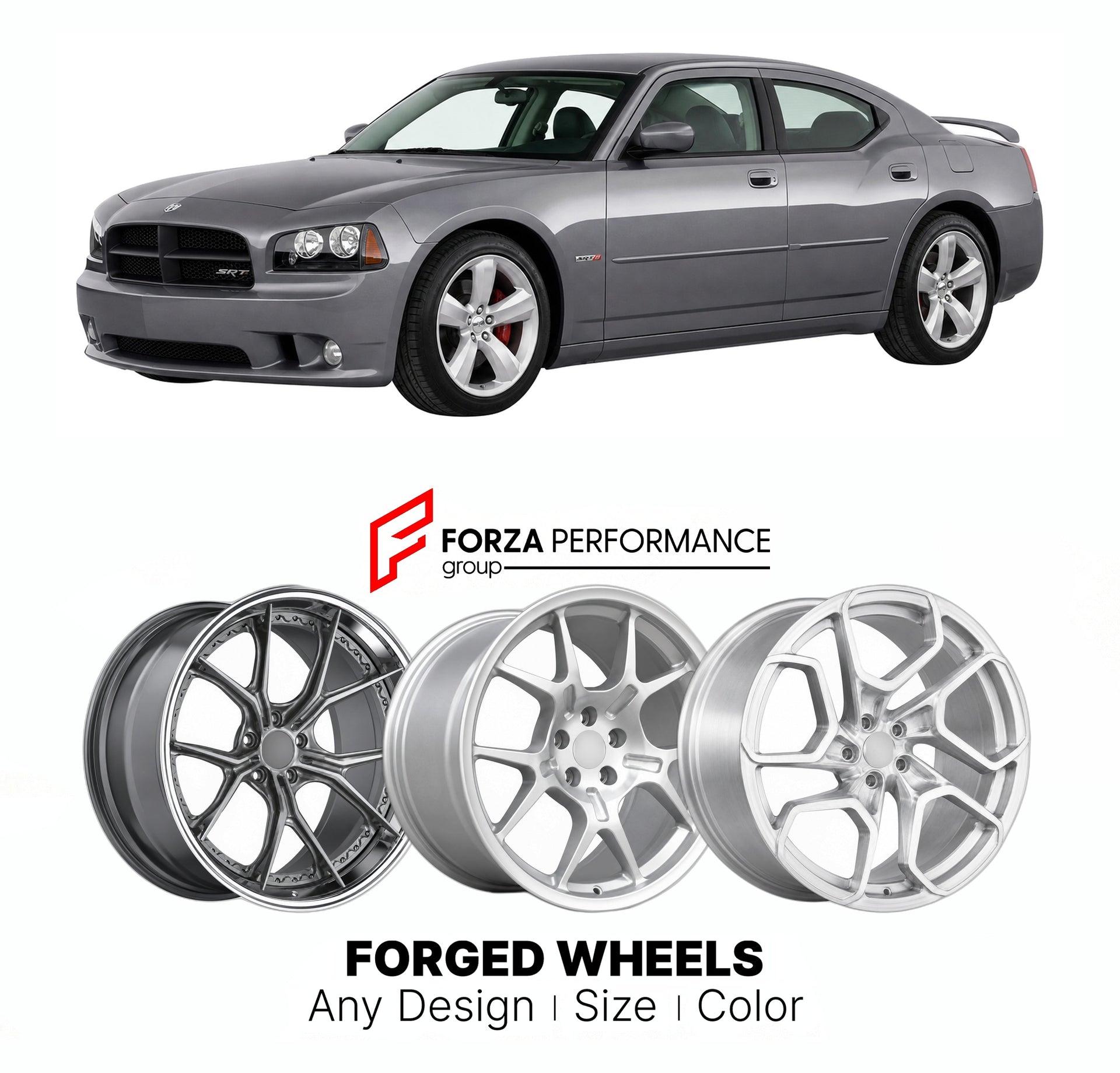 FORGED WHEELS RIMS for DODGE CHARGER SRT8 2006 - 2014

Custom forged wheels for Dodge Charger SRT8 2006 - 2014. Made-to-order monoblock, 2-piece and 3-piece rims in custom sizes, offsets, colors and finishes with guaranteed fitment.

We manufacture premium quality forged wheels rims for Dodge Charger SRT8 2006 - 2014 in any design, size, color.

THIS WHEEL DESIGN CAN BE CUSTOM-MADE FOR YOUR CAR IN ANY SIZE AND COLOR OPTIONS
Available in monoblock, 2-piece, 3-piece, duoblock, beadlock
3D wheel renderings are