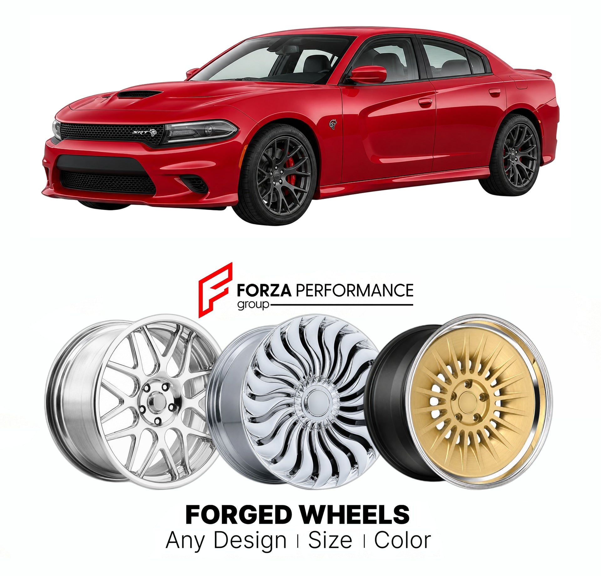 FORGED WHEELS RIMS for DODGE CHARGER SRT HELLCAT LD SEDAN 2015 - 2023

Custom forged wheels for Dodge Charger SRT Hellcat LD Sedan 2015 - 2023. Made-to-order monoblock, 2-piece and 3-piece rims in custom sizes, offsets, colors and finishes with guaranteed fitment.

We manufacture premium quality forged wheels rims for Dodge Charger SRT Hellcat LD Sedan 2015 - 2023 in any design, size, color.

THIS WHEEL DESIGN CAN BE CUSTOM-MADE FOR YOUR CAR IN ANY SIZE AND COLOR OPTIONS
Available in monoblock, 2-piece, 3-p