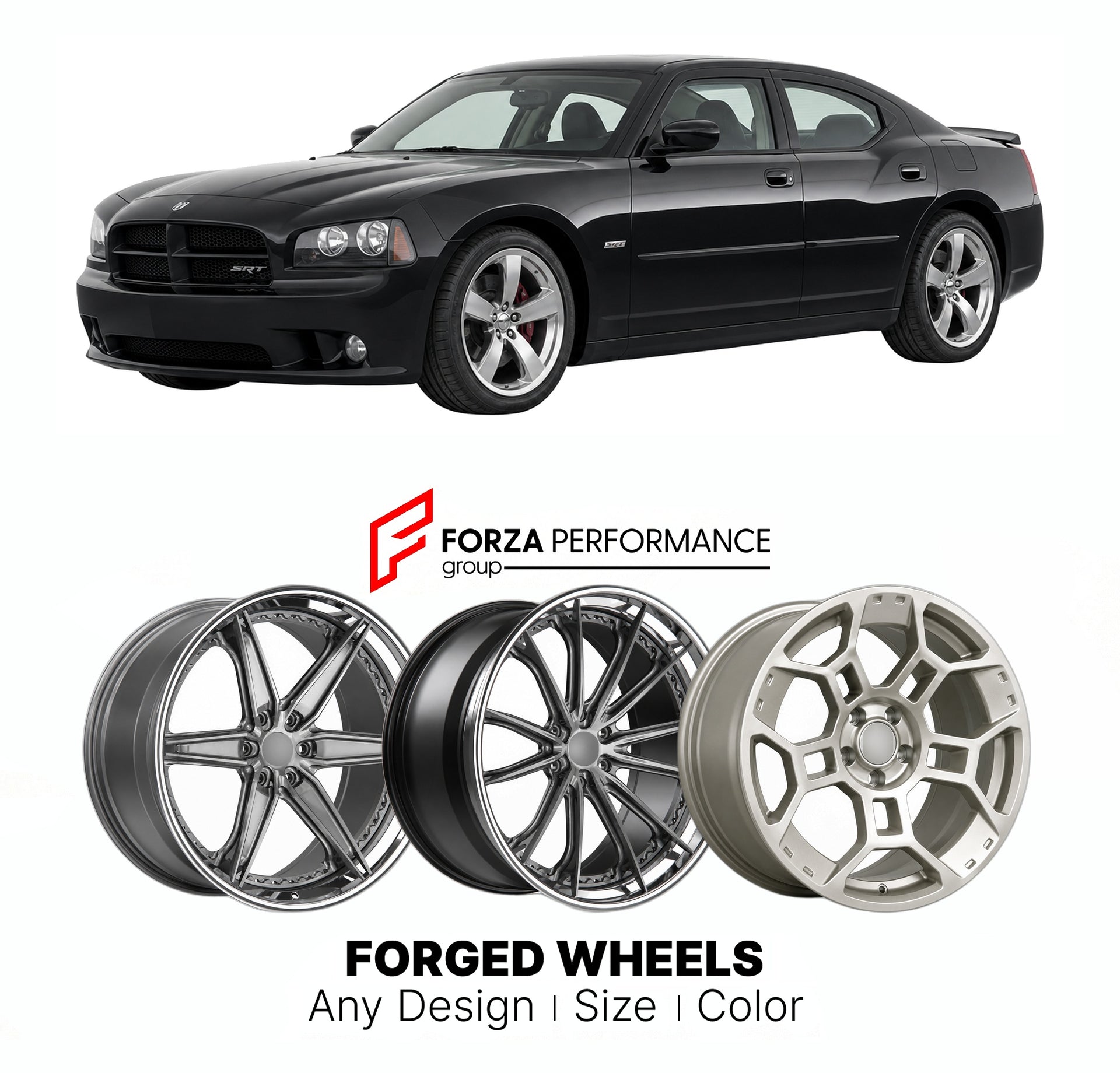 FORGED WHEELS RIMS for DODGE CHARGER SRT HELLCAT LX LD 2006 - 2023

Custom forged wheels for Dodge Charger SRT Hellcat LX LD 2006 - 2023. Made-to-order monoblock, 2-piece and 3-piece rims in custom sizes, offsets, colors and finishes with guaranteed fitment.

We manufacture premium quality forged wheels rims for Dodge Charger SRT Hellcat LX LD 2006 - 2023 in any design, size, color.

THIS WHEEL DESIGN CAN BE CUSTOM-MADE FOR YOUR CAR IN ANY SIZE AND COLOR OPTIONS
Available in monoblock, 2-piece, 3-piece, duo