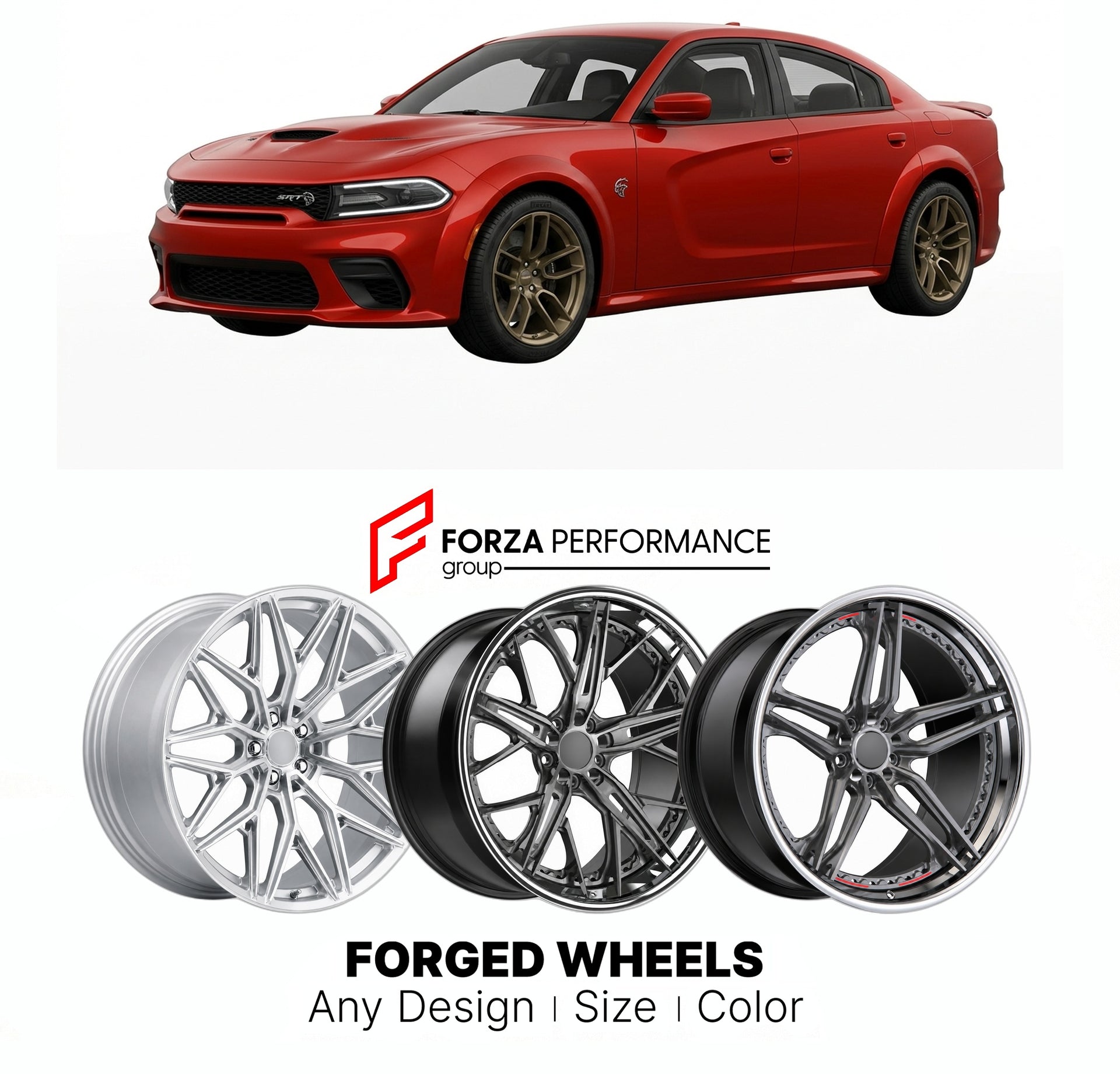 FORGED WHEELS RIMS for DODGE CHARGER SRT HELLCAT REDEYE 2020 - 2023

Custom forged wheels for Dodge Charger SRT Hellcat Redeye 2020 - 2023. Made-to-order monoblock, 2-piece and 3-piece rims in custom sizes, offsets, colors and finishes with guaranteed fitment.

We manufacture premium quality forged wheels rims for Dodge Charger SRT Hellcat Redeye 2020 - 2023 in any design, size, color.

THIS WHEEL DESIGN CAN BE CUSTOM-MADE FOR YOUR CAR IN ANY SIZE AND COLOR OPTIONS
Available in monoblock, 2-piece, 3-piece, 