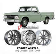 CUSTOM CLASSIC VINTAGE RESTOMOD RETRO OLD SCHOOL FORGED WHEELS RIMS for DODGE D100 1961 - 1965
Custom forged wheels for classic American muscle cars. Ideal for restomod builds, vintage restorations, and show cars. Deep dish and retro styling available.

We manufacture premium quality forged wheels rims for Dodge D100 1961 - 1965 in any design, size, color.

THIS WHEEL DESIGN CAN BE CUSTOM-MADE FOR YOUR CAR IN ANY SIZE AND COLOR OPTIONS
Available in monoblock, 2-piece, 3-piece, duoblock, beadlock
3D wheel re