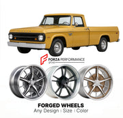 CUSTOM CLASSIC VINTAGE RESTOMOD RETRO OLD SCHOOL FORGED WHEELS RIMS for DODGE D100 1972 - 1980
Custom forged wheels for classic American muscle cars. Ideal for restomod builds, vintage restorations, and show cars. Deep dish and retro styling available.

We manufacture premium quality forged wheels rims for Dodge D100 1972 - 1980 in any design, size, color.

THIS WHEEL DESIGN CAN BE CUSTOM-MADE FOR YOUR CAR IN ANY SIZE AND COLOR OPTIONS
Available in monoblock, 2-piece, 3-piece, duoblock, beadlock
3D wheel re