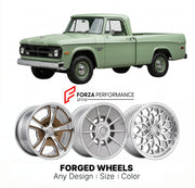 CUSTOM CLASSIC VINTAGE RESTOMOD RETRO OLD SCHOOL FORGED WHEELS RIMS for DODGE D200 1961 - 1971
Custom forged wheels for classic American muscle cars. Ideal for restomod builds, vintage restorations, and show cars. Deep dish and retro styling available.

We manufacture premium quality forged wheels rims for Dodge D200 1961 - 1971 in any design, size, color.

THIS WHEEL DESIGN CAN BE CUSTOM-MADE FOR YOUR CAR IN ANY SIZE AND COLOR OPTIONS
Available in monoblock, 2-piece, 3-piece, duoblock, beadlock
3D wheel re