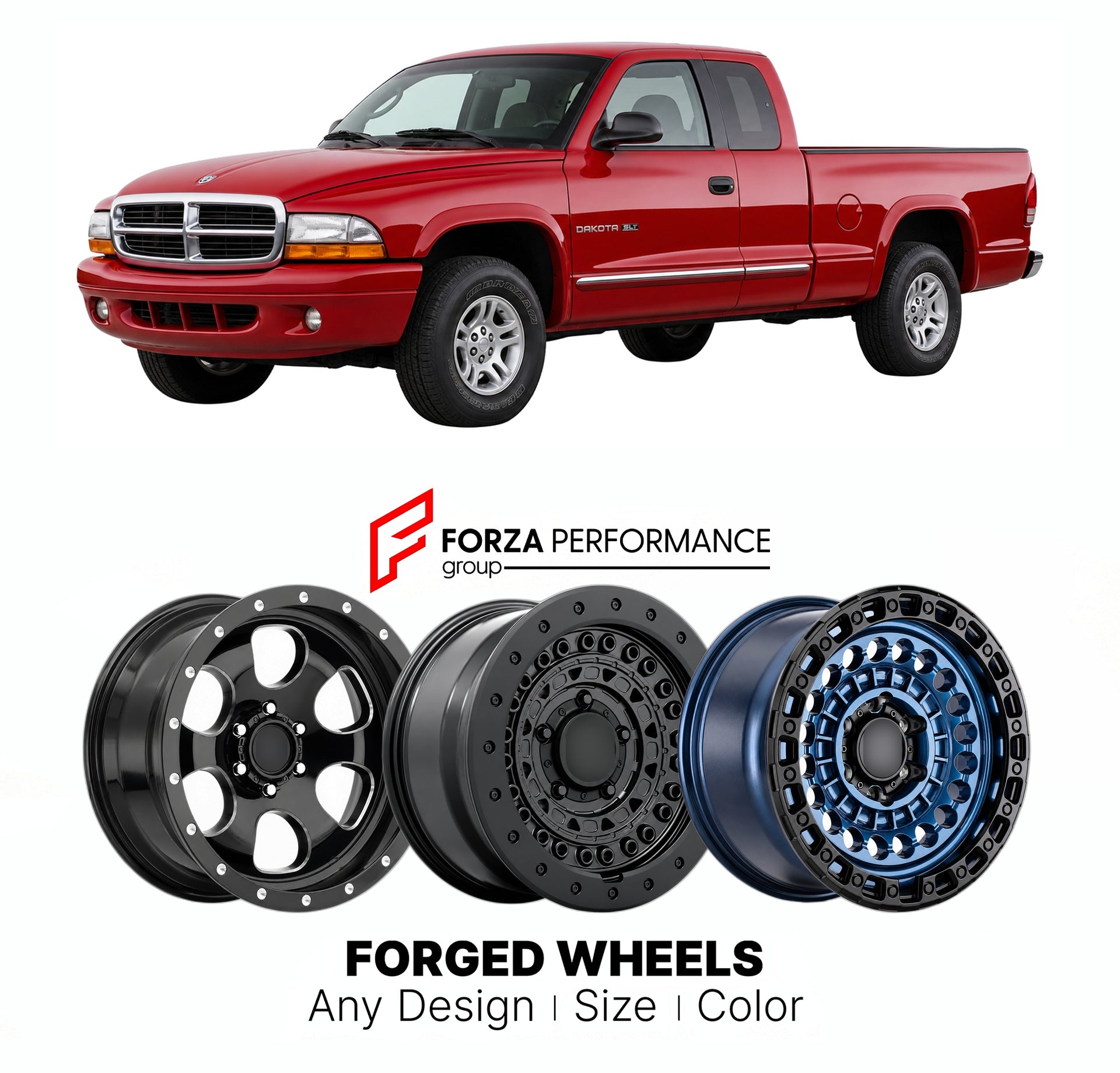 FORGED WHEELS RIMS for DODGE DAKOTA SLT 1997 - 2011

Custom forged wheels for Dodge Dakota SLT 1997 - 2011. Made-to-order monoblock, 2-piece and 3-piece rims in custom sizes, offsets, colors and finishes with guaranteed fitment.

We manufacture premium quality forged wheels rims for Dodge Dakota SLT 1997 - 2011 in any design, size, color.

THIS WHEEL DESIGN CAN BE CUSTOM-MADE FOR YOUR CAR IN ANY SIZE AND COLOR OPTIONS
Available in monoblock, 2-piece, 3-piece, duoblock, beadlock
3D wheel renderings are provi