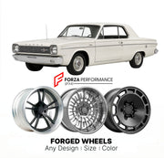 CUSTOM CLASSIC VINTAGE RESTOMOD RETRO OLD SCHOOL FORGED WHEELS RIMS for DODGE DART 1962 - 1962
Custom forged wheels for classic American muscle cars. Ideal for restomod builds, vintage restorations, and show cars. Deep dish and retro styling available.

We manufacture premium quality forged wheels rims for Dodge Dart 1962 - 1962 in any design, size, color.

THIS WHEEL DESIGN CAN BE CUSTOM-MADE FOR YOUR CAR IN ANY SIZE AND COLOR OPTIONS
Available in monoblock, 2-piece, 3-piece, duoblock, beadlock
3D wheel re