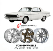 CUSTOM CLASSIC VINTAGE RESTOMOD RETRO OLD SCHOOL FORGED WHEELS RIMS for DODGE DART 413 MAX WEDGE 1963 - 1964
Custom forged wheels for classic American muscle cars. Ideal for restomod builds, vintage restorations, and show cars. Deep dish and retro styling available.

We manufacture premium quality forged wheels rims for Dodge Dart 413 Max Wedge 1963 - 1964 in any design, size, color.

THIS WHEEL DESIGN CAN BE CUSTOM-MADE FOR YOUR CAR IN ANY SIZE AND COLOR OPTIONS
Available in monoblock, 2-piece, 3-piece, du