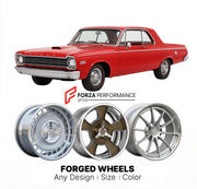 CUSTOM CLASSIC VINTAGE RESTOMOD RETRO OLD SCHOOL FORGED WHEELS RIMS for DODGE DART 426 HEMI 1962 - 1962
Custom forged wheels for classic American muscle cars. Ideal for restomod builds, vintage restorations, and show cars. Deep dish and retro styling available.

We manufacture premium quality forged wheels rims for Dodge Dart 426 Hemi 1962 - 1962 in any design, size, color.

THIS WHEEL DESIGN CAN BE CUSTOM-MADE FOR YOUR CAR IN ANY SIZE AND COLOR OPTIONS
Available in monoblock, 2-piece, 3-piece, duoblock, be