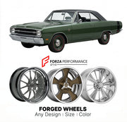 CUSTOM CLASSIC VINTAGE RESTOMOD RETRO OLD SCHOOL FORGED WHEELS RIMS for DODGE DART GTS 1968 - 1970
Custom forged wheels for classic American muscle cars. Ideal for restomod builds, vintage restorations, and show cars. Deep dish and retro styling available.

We manufacture premium quality forged wheels rims for Dodge Dart GTS 1968 - 1970 in any design, size, color.

THIS WHEEL DESIGN CAN BE CUSTOM-MADE FOR YOUR CAR IN ANY SIZE AND COLOR OPTIONS
Available in monoblock, 2-piece, 3-piece, duoblock, beadlock
3D 