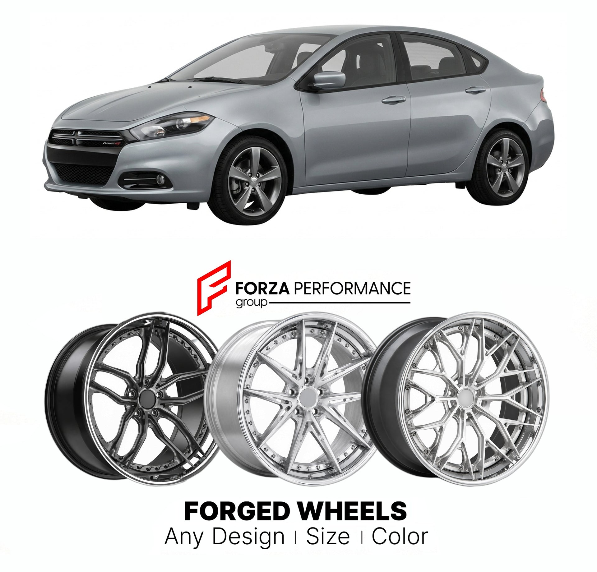 FORGED WHEELS RIMS for DODGE DART GT 2016 - 2017

Custom forged wheels for Dodge Dart GT 2016 - 2017. Made-to-order monoblock, 2-piece and 3-piece rims in custom sizes, offsets, colors and finishes with guaranteed fitment.

We manufacture premium quality forged wheels rims for Dodge Dart GT 2016 - 2017 in any design, size, color.

THIS WHEEL DESIGN CAN BE CUSTOM-MADE FOR YOUR CAR IN ANY SIZE AND COLOR OPTIONS
Available in monoblock, 2-piece, 3-piece, duoblock, beadlock
3D wheel renderings are provided accor