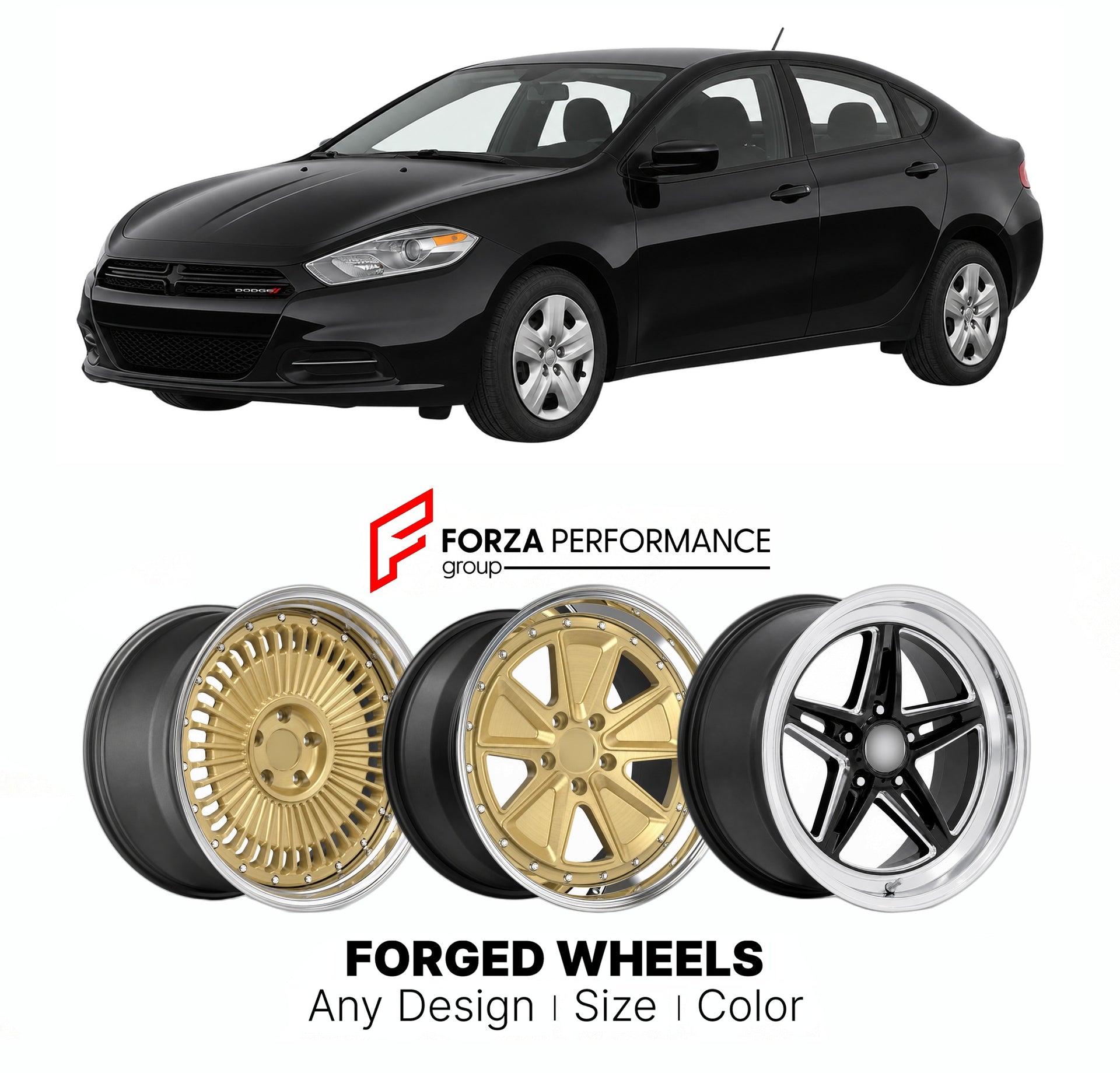 FORGED WHEELS RIMS for DODGE DART SE PF 2013 - 2016

Custom forged wheels for Dodge Dart SE PF 2013 - 2016. Made-to-order monoblock, 2-piece and 3-piece rims in custom sizes, offsets, colors and finishes with guaranteed fitment.

We manufacture premium quality forged wheels rims for Dodge Dart SE PF 2013 - 2016 in any design, size, color.

THIS WHEEL DESIGN CAN BE CUSTOM-MADE FOR YOUR CAR IN ANY SIZE AND COLOR OPTIONS
Available in monoblock, 2-piece, 3-piece, duoblock, beadlock
3D wheel renderings are provi