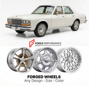 CUSTOM CLASSIC VINTAGE RESTOMOD RETRO OLD SCHOOL FORGED WHEELS RIMS for DODGE DIPLOMAT 1977 - 1989
Custom forged wheels for classic American muscle cars. Ideal for restomod builds, vintage restorations, and show cars. Deep dish and retro styling available.

We manufacture premium quality forged wheels rims for Dodge Diplomat 1977 - 1989 in any design, size, color.

THIS WHEEL DESIGN CAN BE CUSTOM-MADE FOR YOUR CAR IN ANY SIZE AND COLOR OPTIONS
Available in monoblock, 2-piece, 3-piece, duoblock, beadlock
3D 