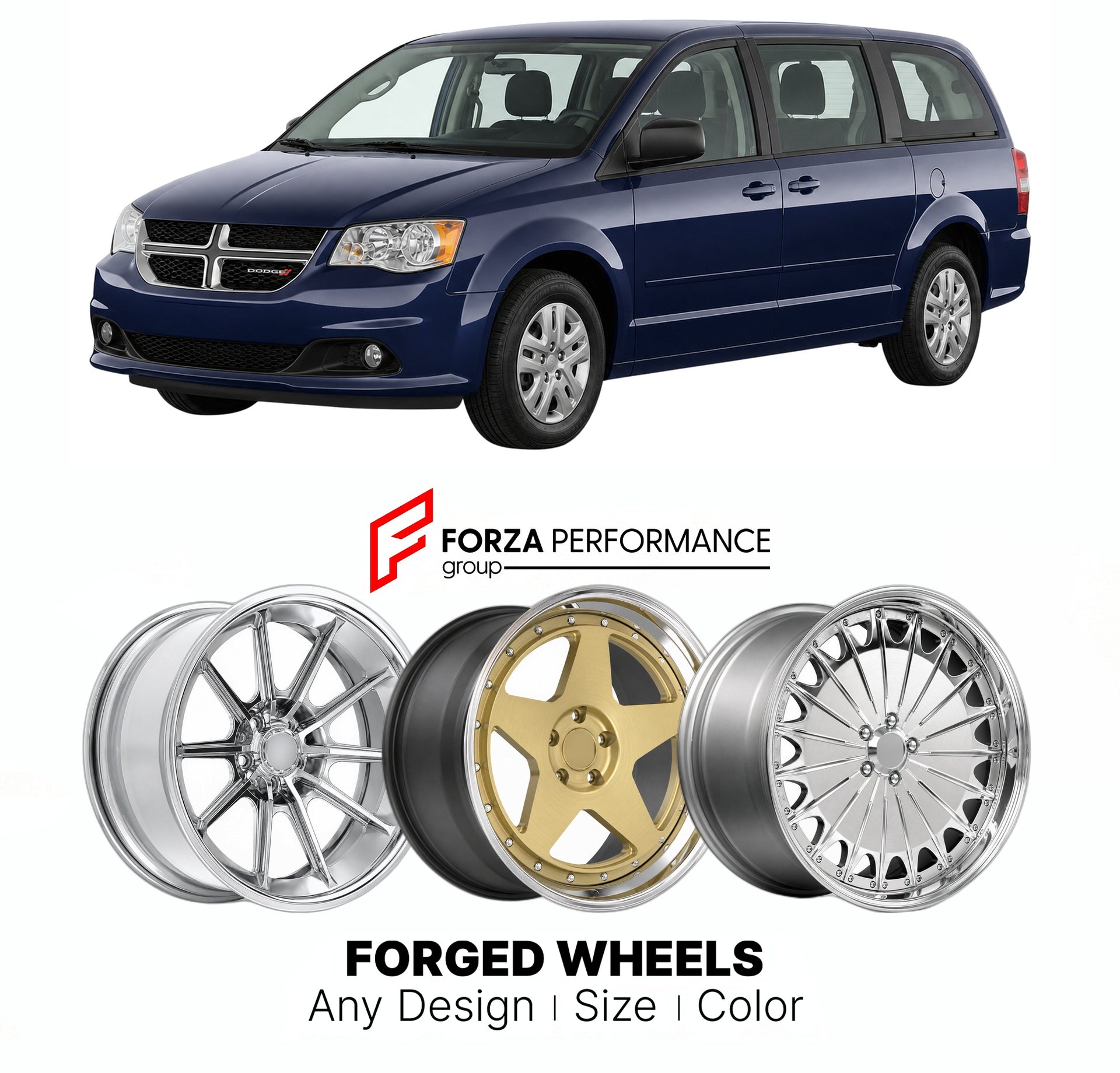 FORGED WHEELS RIMS for DODGE GRAND CARAVAN 1990 - 2020

Custom forged wheels for Dodge Grand Caravan 1990 - 2020. Made-to-order monoblock, 2-piece and 3-piece rims in custom sizes, offsets, colors and finishes with guaranteed fitment.

We manufacture premium quality forged wheels rims for Dodge Grand Caravan 1990 - 2020 in any design, size, color.

THIS WHEEL DESIGN CAN BE CUSTOM-MADE FOR YOUR CAR IN ANY SIZE AND COLOR OPTIONS
Available in monoblock, 2-piece, 3-piece, duoblock, beadlock
3D wheel renderings 