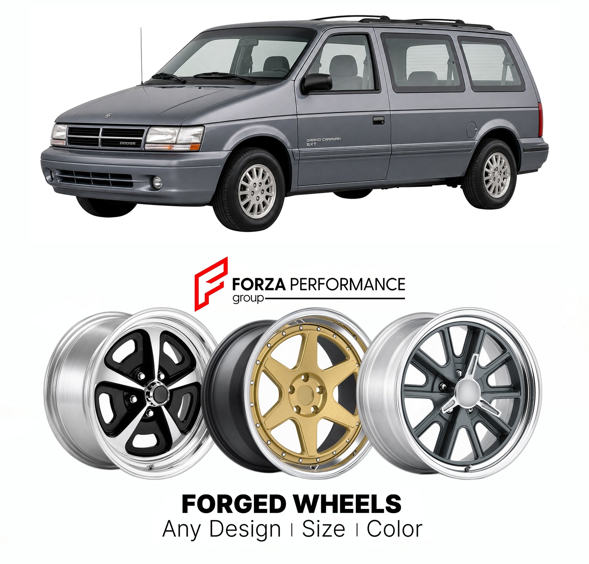 FORGED WHEELS RIMS for DODGE GRAND CARAVAN SXT 1991 - 2020

Custom forged wheels for Dodge Grand Caravan SXT 1991 - 2020. Made-to-order monoblock, 2-piece and 3-piece rims in custom sizes, offsets, colors and finishes with guaranteed fitment.

We manufacture premium quality forged wheels rims for Dodge Grand Caravan SXT 1991 - 2020 in any design, size, color.

THIS WHEEL DESIGN CAN BE CUSTOM-MADE FOR YOUR CAR IN ANY SIZE AND COLOR OPTIONS
Available in monoblock, 2-piece, 3-piece, duoblock, beadlock
3D wheel