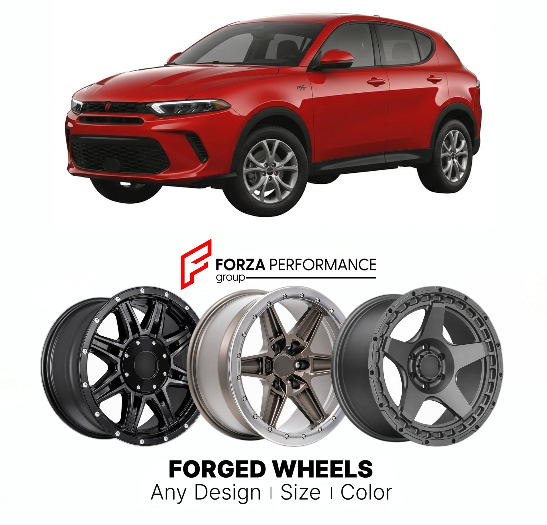 FORGED WHEELS RIMS for DODGE HORNET R T 2024 - 2026

Custom forged wheels for Dodge Hornet R T 2024 - 2026. Made-to-order monoblock, 2-piece and 3-piece rims in custom sizes, offsets, colors and finishes with guaranteed fitment.

We manufacture premium quality forged wheels rims for Dodge Hornet R T 2024 - 2026 in any design, size, color.

THIS WHEEL DESIGN CAN BE CUSTOM-MADE FOR YOUR CAR IN ANY SIZE AND COLOR OPTIONS
Available in monoblock, 2-piece, 3-piece, duoblock, beadlock
3D wheel renderings are provi