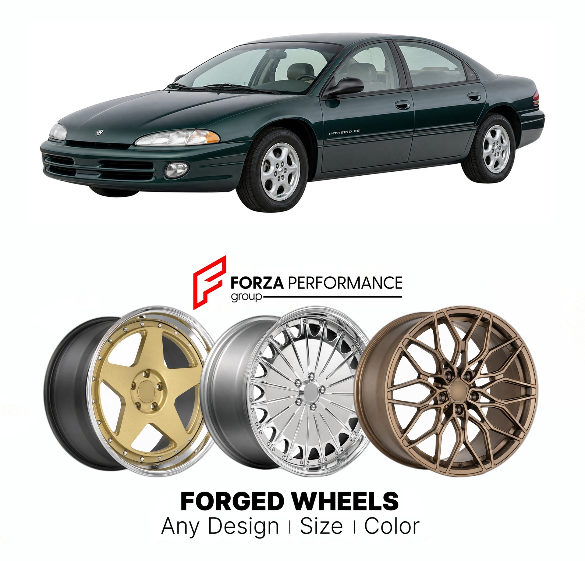 FORGED WHEELS RIMS for DODGE INTREPID ES LH 1993 - 2004

Custom forged wheels for Dodge Intrepid ES LH 1993 - 2004. Made-to-order monoblock, 2-piece and 3-piece rims in custom sizes, offsets, colors and finishes with guaranteed fitment.

We manufacture premium quality forged wheels rims for Dodge Intrepid ES LH 1993 - 2004 in any design, size, color.

THIS WHEEL DESIGN CAN BE CUSTOM-MADE FOR YOUR CAR IN ANY SIZE AND COLOR OPTIONS
Available in monoblock, 2-piece, 3-piece, duoblock, beadlock
3D wheel renderin