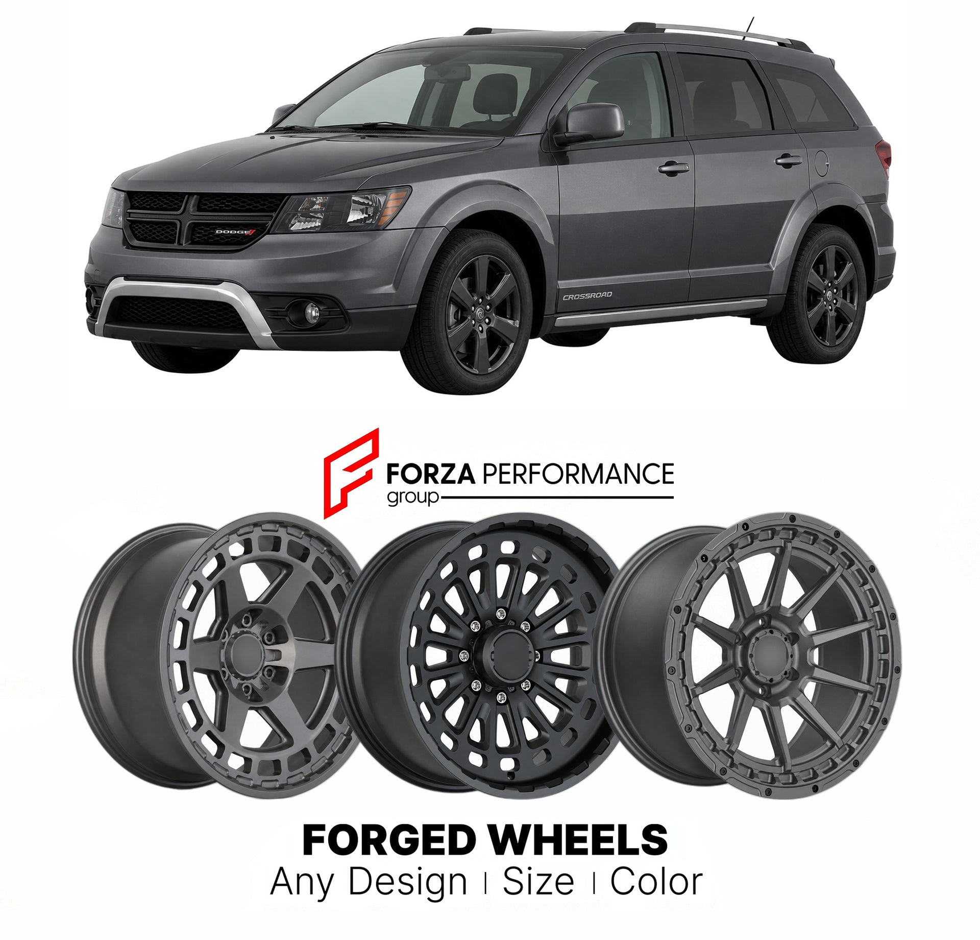 FORGED WHEELS RIMS for DODGE JOURNEY CROSSROAD 2009 - 2020

Custom forged wheels for Dodge Journey Crossroad 2009 - 2020. Made-to-order monoblock, 2-piece and 3-piece rims in custom sizes, offsets, colors and finishes with guaranteed fitment.

We manufacture premium quality forged wheels rims for Dodge Journey Crossroad 2009 - 2020 in any design, size, color.

THIS WHEEL DESIGN CAN BE CUSTOM-MADE FOR YOUR CAR IN ANY SIZE AND COLOR OPTIONS
Available in monoblock, 2-piece, 3-piece, duoblock, beadlock
3D wheel