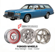CUSTOM CLASSIC VINTAGE RESTOMOD RETRO OLD SCHOOL FORGED WHEELS RIMS for DODGE MAGNUM 1978 - 1979
Custom forged wheels for classic American muscle cars. Ideal for restomod builds, vintage restorations, and show cars. Deep dish and retro styling available.

We manufacture premium quality forged wheels rims for Dodge Magnum 1978 - 1979 in any design, size, color.

THIS WHEEL DESIGN CAN BE CUSTOM-MADE FOR YOUR CAR IN ANY SIZE AND COLOR OPTIONS
Available in monoblock, 2-piece, 3-piece, duoblock, beadlock
3D whee
