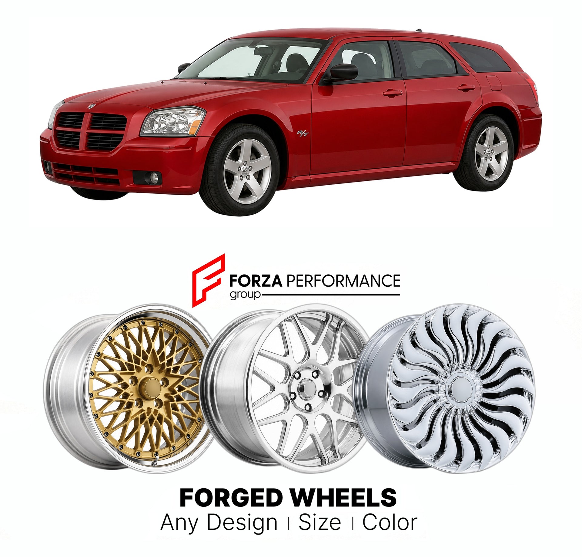 FORGED WHEELS RIMS for DODGE MAGNUM R T LX 2005 - 2008

Custom forged wheels for Dodge Magnum R T LX 2005 - 2008. Made-to-order monoblock, 2-piece and 3-piece rims in custom sizes, offsets, colors and finishes with guaranteed fitment.

We manufacture premium quality forged wheels rims for Dodge Magnum R T LX 2005 - 2008 in any design, size, color.

THIS WHEEL DESIGN CAN BE CUSTOM-MADE FOR YOUR CAR IN ANY SIZE AND COLOR OPTIONS
Available in monoblock, 2-piece, 3-piece, duoblock, beadlock
3D wheel renderings 