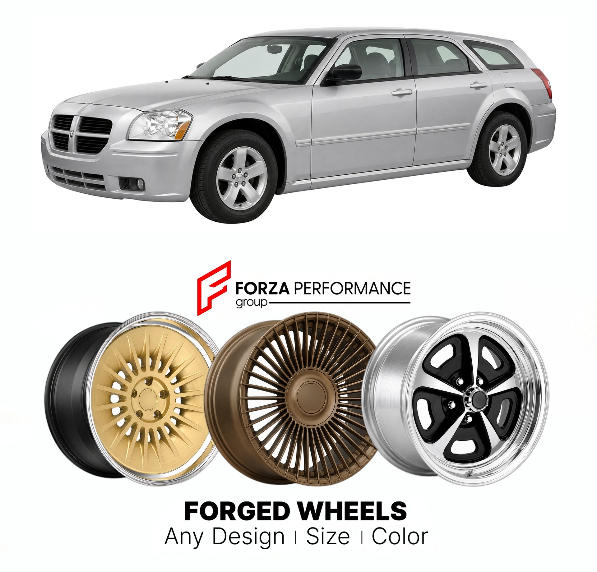 FORGED WHEELS RIMS for DODGE MAGNUM SE LX 2005 - 2008

Custom forged wheels for Dodge Magnum SE LX 2005 - 2008. Made-to-order monoblock, 2-piece and 3-piece rims in custom sizes, offsets, colors and finishes with guaranteed fitment.

We manufacture premium quality forged wheels rims for Dodge Magnum SE LX 2005 - 2008 in any design, size, color.

THIS WHEEL DESIGN CAN BE CUSTOM-MADE FOR YOUR CAR IN ANY SIZE AND COLOR OPTIONS
Available in monoblock, 2-piece, 3-piece, duoblock, beadlock
3D wheel renderings are