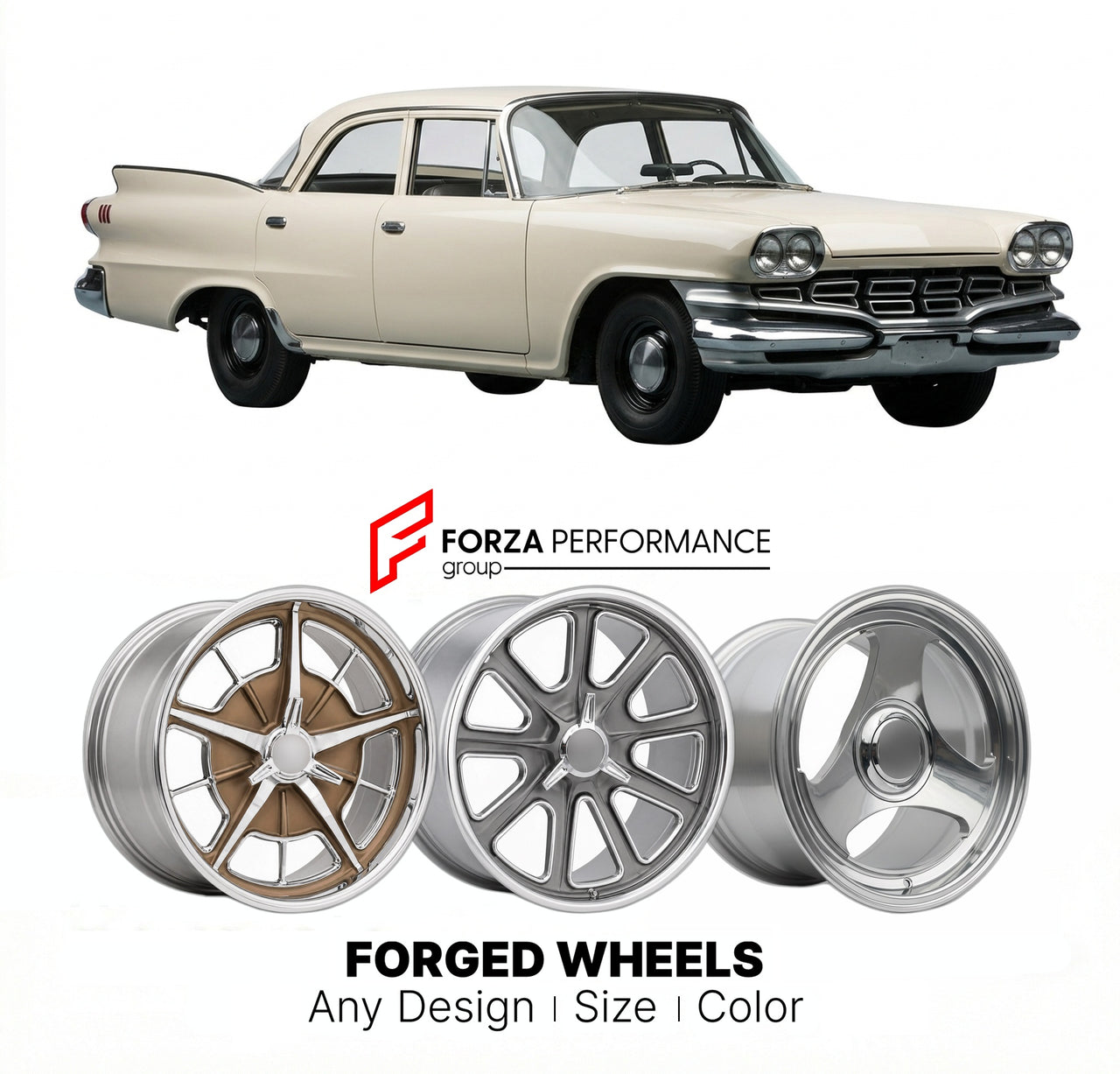 CUSTOM CLASSIC VINTAGE RESTOMOD RETRO OLD SCHOOL FORGED WHEELS RIMS for DODGE MATADOR 1960 - 1961
Custom forged wheels for classic American muscle cars. Ideal for restomod builds, vintage restorations, and show cars. Deep dish and retro styling available.

We manufacture premium quality forged wheels rims for Dodge Matador 1960 - 1961 in any design, size, color.

THIS WHEEL DESIGN CAN BE CUSTOM-MADE FOR YOUR CAR IN ANY SIZE AND COLOR OPTIONS
Available in monoblock, 2-piece, 3-piece, duoblock, beadlock
3D wh