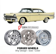 CUSTOM CLASSIC VINTAGE RESTOMOD RETRO OLD SCHOOL FORGED WHEELS RIMS for DODGE MAYFAIR 1958 - 1959
Custom forged wheels for classic American muscle cars. Ideal for restomod builds, vintage restorations, and show cars. Deep dish and retro styling available.

We manufacture premium quality forged wheels rims for Dodge Mayfair 1958 - 1959 in any design, size, color.

THIS WHEEL DESIGN CAN BE CUSTOM-MADE FOR YOUR CAR IN ANY SIZE AND COLOR OPTIONS
Available in monoblock, 2-piece, 3-piece, duoblock, beadlock
3D wh
