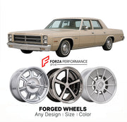 CUSTOM CLASSIC VINTAGE RESTOMOD RETRO OLD SCHOOL FORGED WHEELS RIMS for DODGE MONACO 1977 - 1978
Custom forged wheels for classic American muscle cars. Ideal for restomod builds, vintage restorations, and show cars. Deep dish and retro styling available.

We manufacture premium quality forged wheels rims for Dodge Monaco 1977 - 1978 in any design, size, color.

THIS WHEEL DESIGN CAN BE CUSTOM-MADE FOR YOUR CAR IN ANY SIZE AND COLOR OPTIONS
Available in monoblock, 2-piece, 3-piece, duoblock, beadlock
3D whee