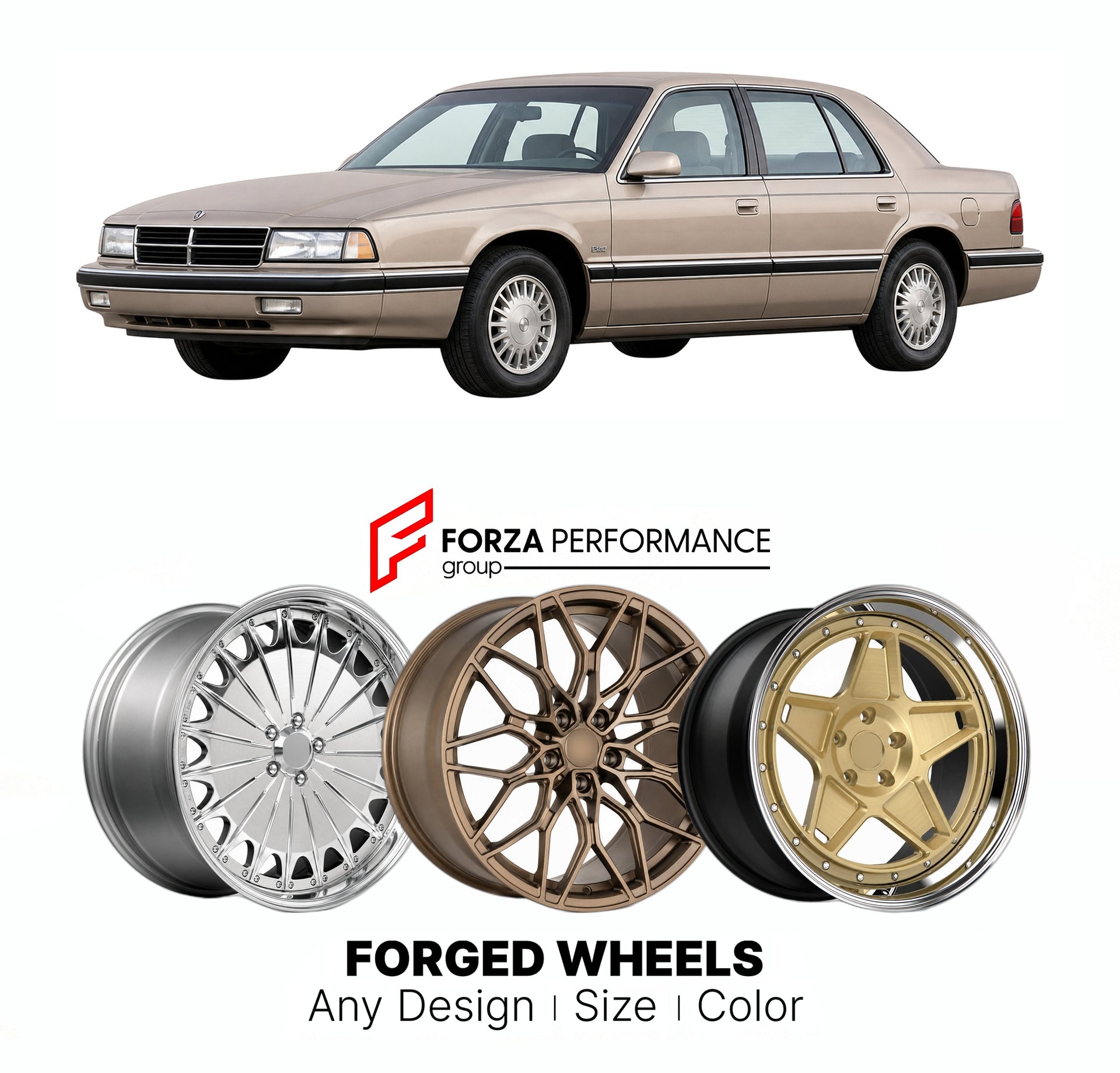 FORGED WHEELS RIMS for DODGE MONACO ES EAGLE PREMIER BASED 1990 - 1992

Custom forged wheels for Dodge Monaco ES Eagle Premier Based 1990 - 1992. Made-to-order monoblock, 2-piece and 3-piece rims in custom sizes, offsets, colors and finishes with guaranteed fitment.

We manufacture premium quality forged wheels rims for Dodge Monaco ES Eagle Premier Based 1990 - 1992 in any design, size, color.

THIS WHEEL DESIGN CAN BE CUSTOM-MADE FOR YOUR CAR IN ANY SIZE AND COLOR OPTIONS
Available in monoblock, 2-piece, 