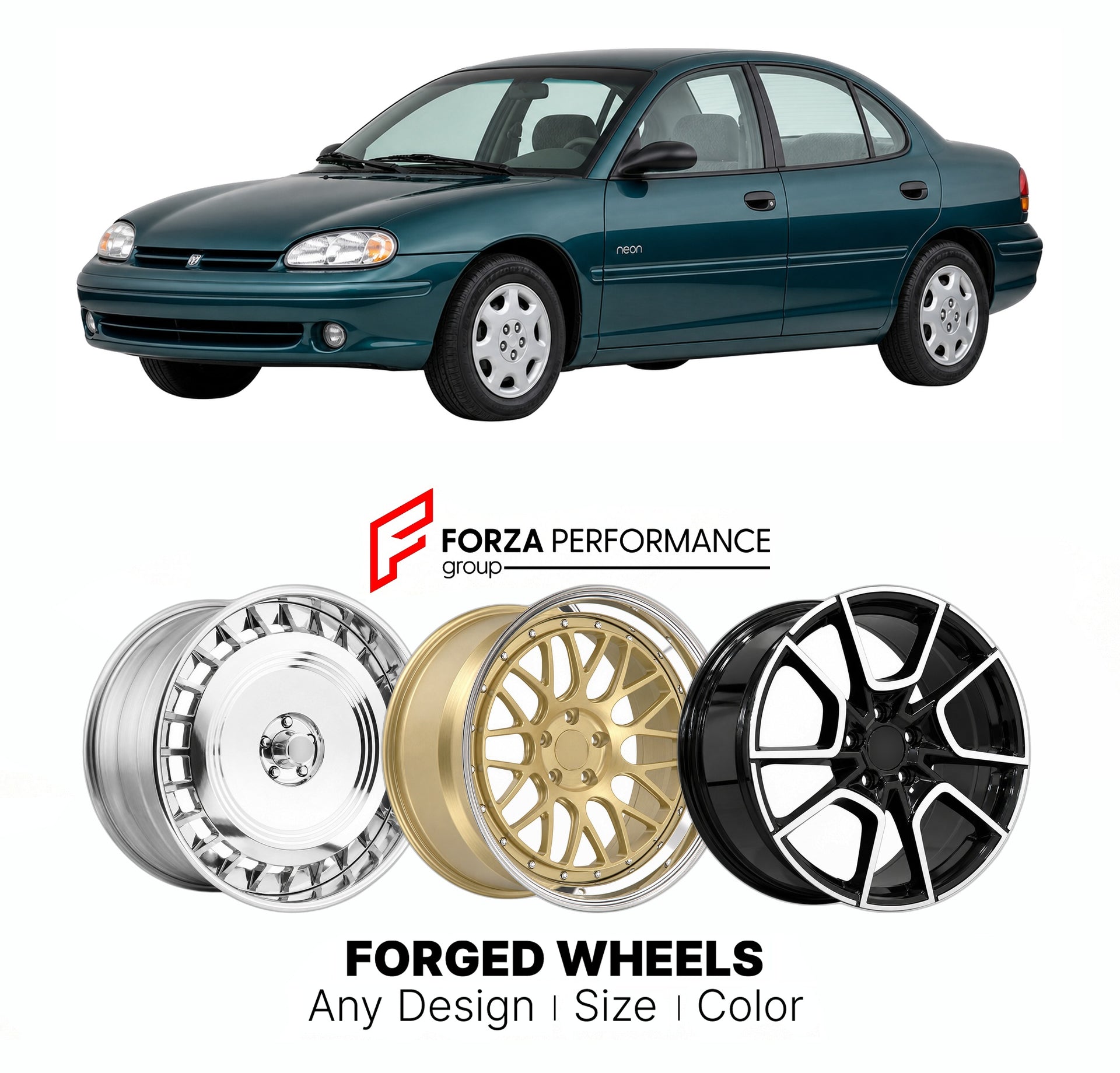 FORGED WHEELS RIMS for DODGE NEON 1995 - 1999

Custom forged wheels for Dodge Neon 1995 - 1999. Made-to-order monoblock, 2-piece and 3-piece rims in custom sizes, offsets, colors and finishes with guaranteed fitment.

We manufacture premium quality forged wheels rims for Dodge Neon 1995 - 1999 in any design, size, color.

THIS WHEEL DESIGN CAN BE CUSTOM-MADE FOR YOUR CAR IN ANY SIZE AND COLOR OPTIONS
Available in monoblock, 2-piece, 3-piece, duoblock, beadlock
3D wheel renderings are provided according to t