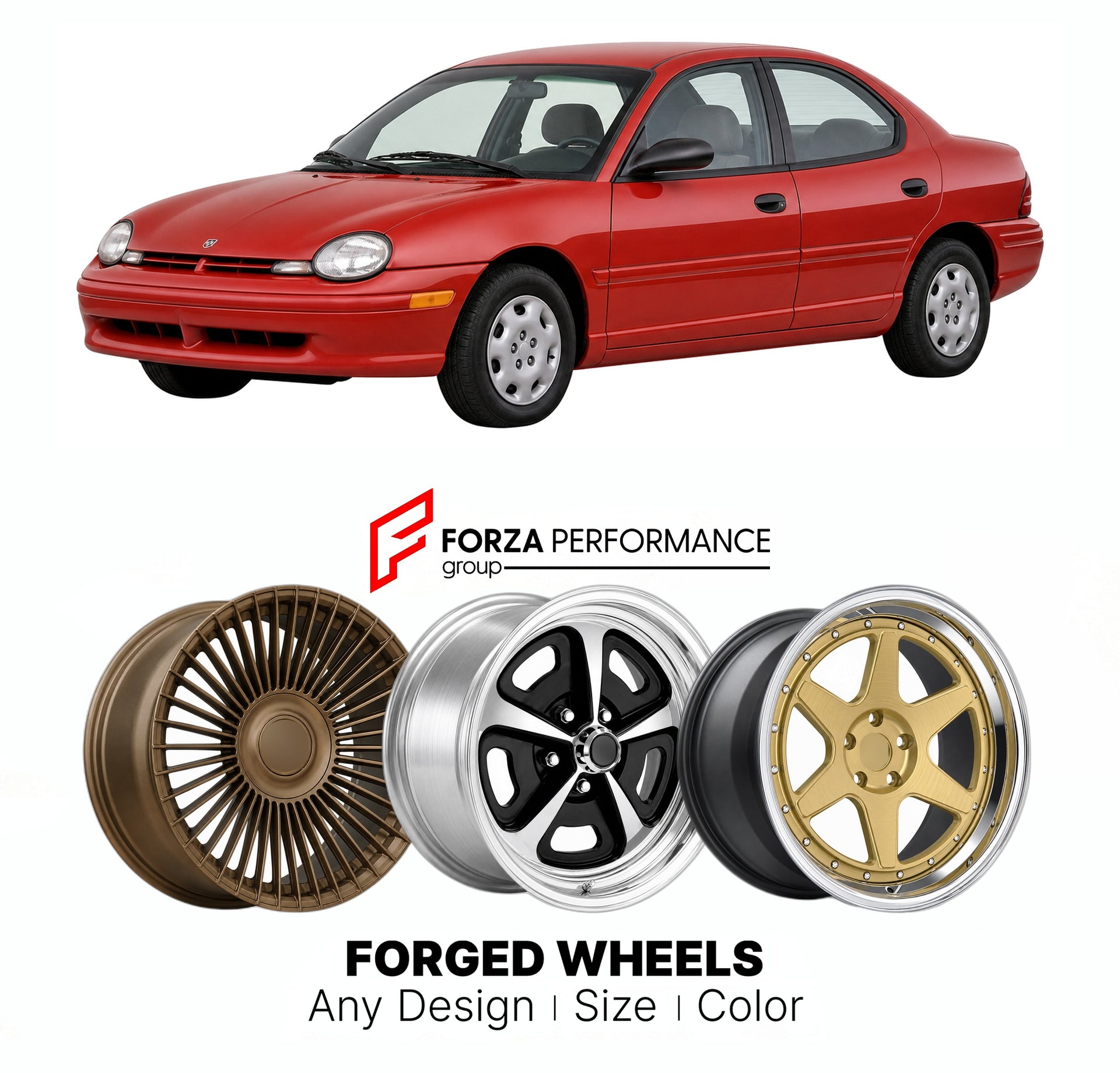 FORGED WHEELS RIMS for DODGE NEON BASE 1995 - 2005

Custom forged wheels for Dodge Neon Base 1995 - 2005. Made-to-order monoblock, 2-piece and 3-piece rims in custom sizes, offsets, colors and finishes with guaranteed fitment.

We manufacture premium quality forged wheels rims for Dodge Neon Base 1995 - 2005 in any design, size, color.

THIS WHEEL DESIGN CAN BE CUSTOM-MADE FOR YOUR CAR IN ANY SIZE AND COLOR OPTIONS
Available in monoblock, 2-piece, 3-piece, duoblock, beadlock
3D wheel renderings are provided