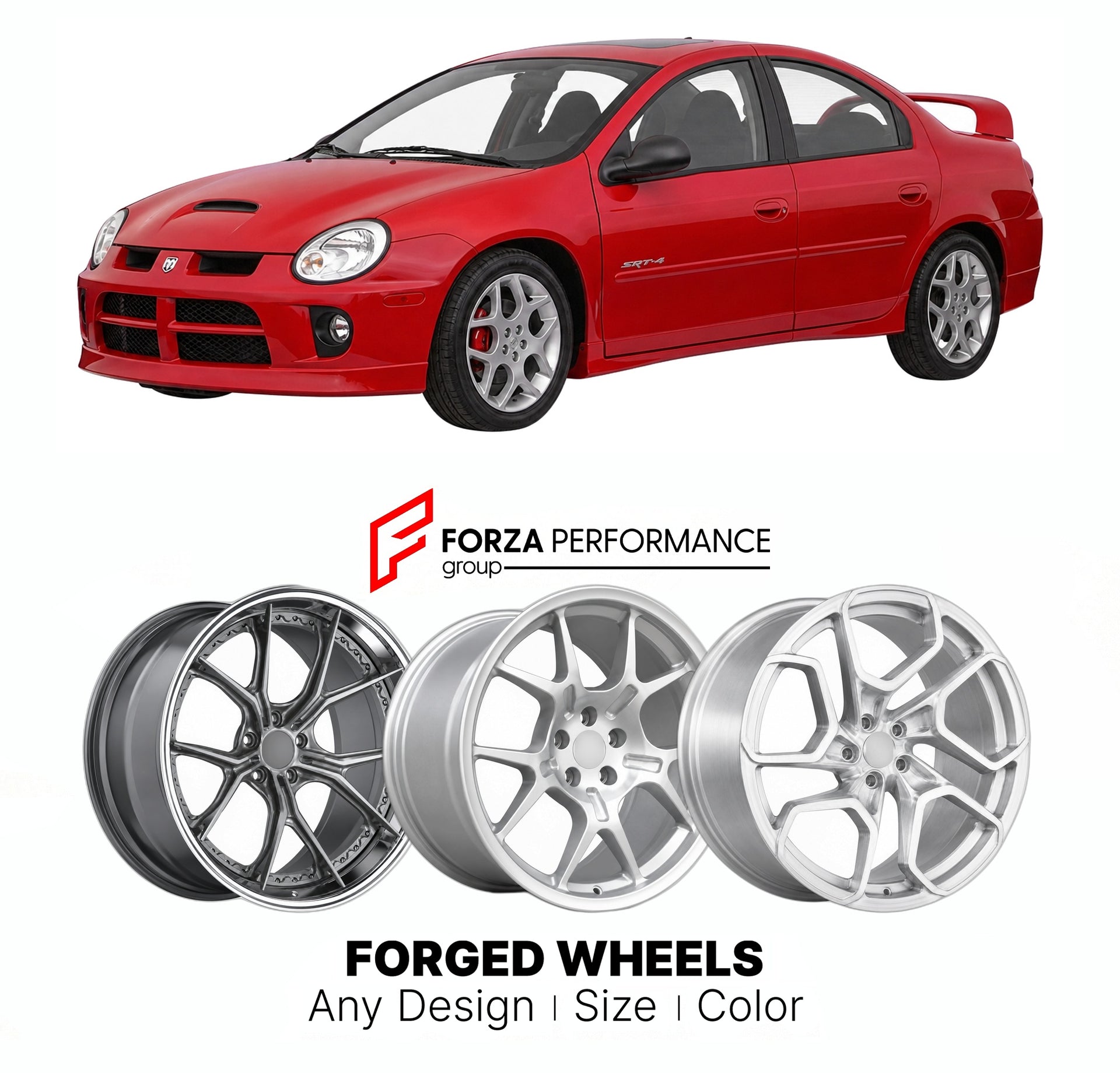 FORGED WHEELS RIMS for DODGE NEON SRT-4 PERFORMANCE MODEL 2003 - 2005

Custom forged wheels for Dodge Neon SRT-4 Performance Model 2003 - 2005. Made-to-order monoblock, 2-piece and 3-piece rims in custom sizes, offsets, colors and finishes with guaranteed fitment.

We manufacture premium quality forged wheels rims for Dodge Neon SRT-4 Performance Model 2003 - 2005 in any design, size, color.

THIS WHEEL DESIGN CAN BE CUSTOM-MADE FOR YOUR CAR IN ANY SIZE AND COLOR OPTIONS
Available in monoblock, 2-piece, 3-p