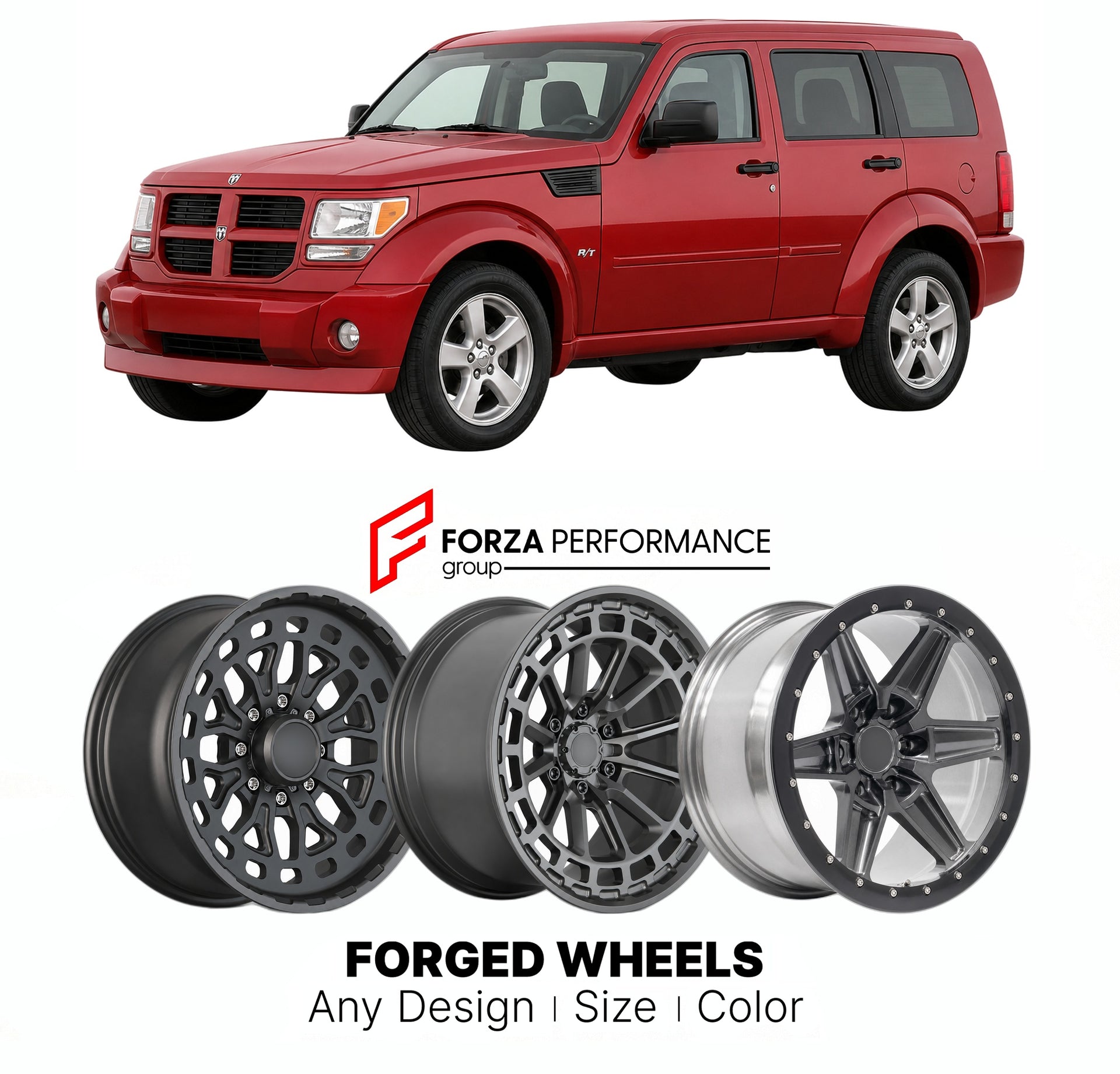 FORGED WHEELS RIMS for DODGE NITRO R T 2007 - 2012

Custom forged wheels for Dodge Nitro R T 2007 - 2012. Made-to-order monoblock, 2-piece and 3-piece rims in custom sizes, offsets, colors and finishes with guaranteed fitment.

We manufacture premium quality forged wheels rims for Dodge Nitro R T 2007 - 2012 in any design, size, color.

THIS WHEEL DESIGN CAN BE CUSTOM-MADE FOR YOUR CAR IN ANY SIZE AND COLOR OPTIONS
Available in monoblock, 2-piece, 3-piece, duoblock, beadlock
3D wheel renderings are provided