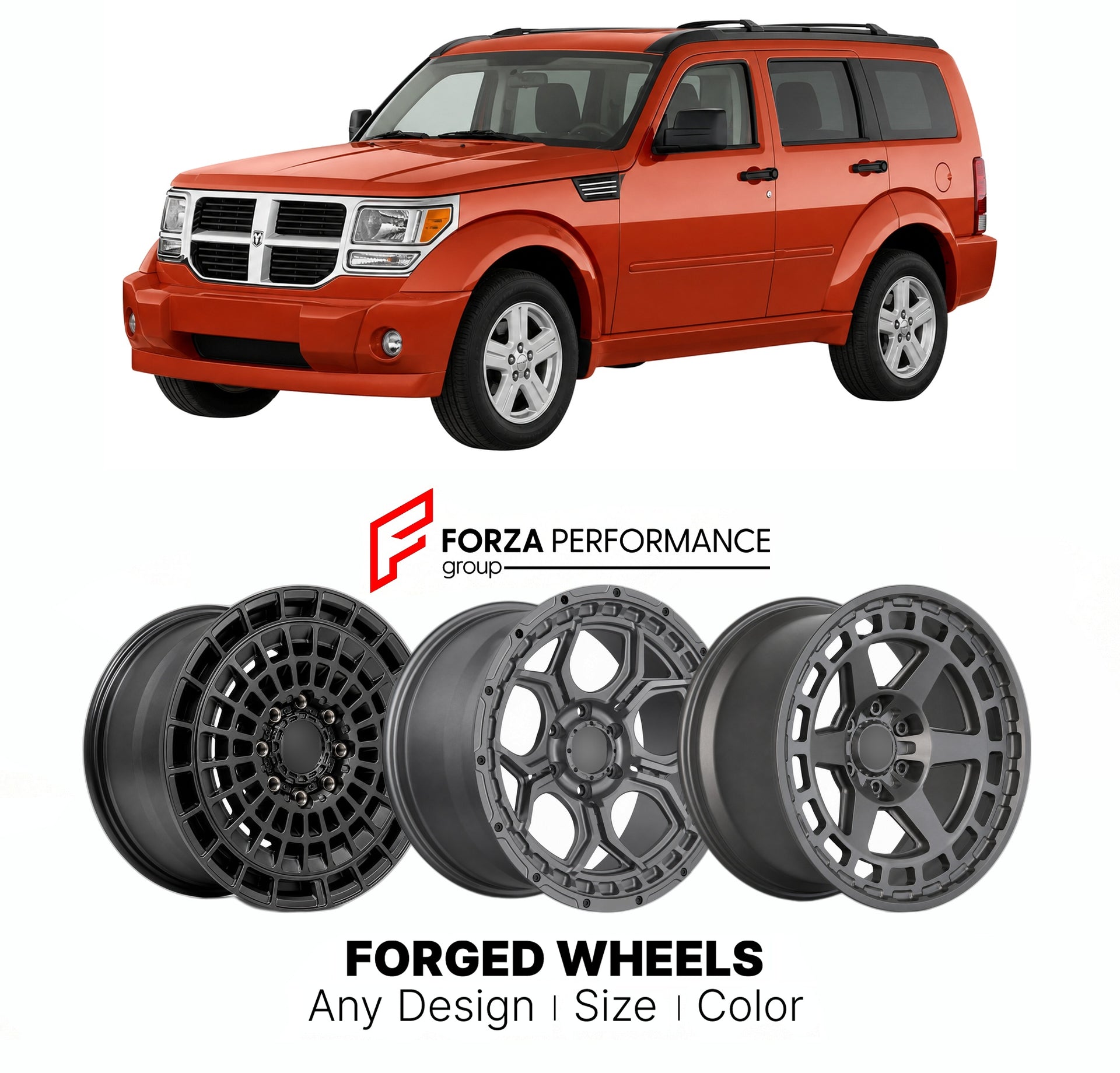 FORGED WHEELS RIMS for DODGE NITRO SHOCK 2007 - 2012

Custom forged wheels for Dodge Nitro SHOck 2007 - 2012. Made-to-order monoblock, 2-piece and 3-piece rims in custom sizes, offsets, colors and finishes with guaranteed fitment.

We manufacture premium quality forged wheels rims for Dodge Nitro SHOck 2007 - 2012 in any design, size, color.

THIS WHEEL DESIGN CAN BE CUSTOM-MADE FOR YOUR CAR IN ANY SIZE AND COLOR OPTIONS
Available in monoblock, 2-piece, 3-piece, duoblock, beadlock
3D wheel renderings are pr