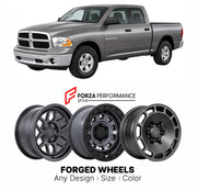 FORGED WHEELS RIMS for DODGE RAM 2002 - 2008

Custom forged wheels for Dodge Ram 2002 - 2008. Made-to-order monoblock, 2-piece and 3-piece rims in custom sizes, offsets, colors and finishes with guaranteed fitment.

We manufacture premium quality forged wheels rims for Dodge Ram 2002 - 2008 in any design, size, color.

THIS WHEEL DESIGN CAN BE CUSTOM-MADE FOR YOUR CAR IN ANY SIZE AND COLOR OPTIONS
Available in monoblock, 2-piece, 3-piece, duoblock, beadlock
3D wheel renderings are provided according to the 