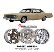CUSTOM CLASSIC VINTAGE RESTOMOD RETRO OLD SCHOOL FORGED WHEELS RIMS for DODGE ROYAL MONACO 1974 - 1976
Custom forged wheels for classic American muscle cars. Ideal for restomod builds, vintage restorations, and show cars. Deep dish and retro styling available.

We manufacture premium quality forged wheels rims for Dodge Royal Monaco 1974 - 1976 in any design, size, color.

THIS WHEEL DESIGN CAN BE CUSTOM-MADE FOR YOUR CAR IN ANY SIZE AND COLOR OPTIONS
Available in monoblock, 2-piece, 3-piece, duoblock, bead