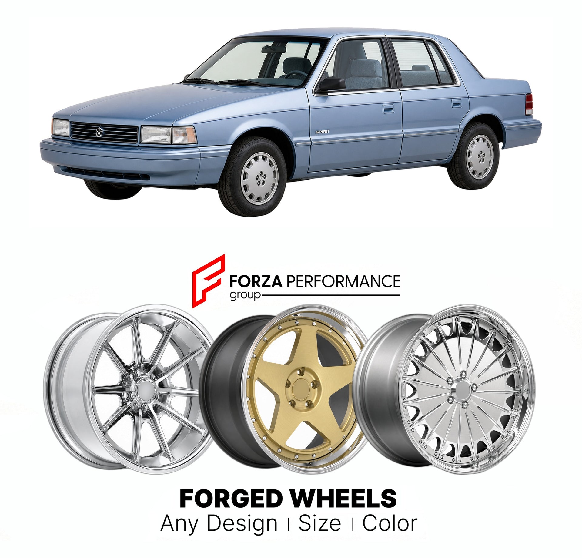 FORGED WHEELS RIMS for DODGE SPIRIT 1989 - 1995

Custom forged wheels for Dodge Spirit 1989 - 1995. Made-to-order monoblock, 2-piece and 3-piece rims in custom sizes, offsets, colors and finishes with guaranteed fitment.

We manufacture premium quality forged wheels rims for Dodge Spirit 1989 - 1995 in any design, size, color.

THIS WHEEL DESIGN CAN BE CUSTOM-MADE FOR YOUR CAR IN ANY SIZE AND COLOR OPTIONS
Available in monoblock, 2-piece, 3-piece, duoblock, beadlock
3D wheel renderings are provided accordin