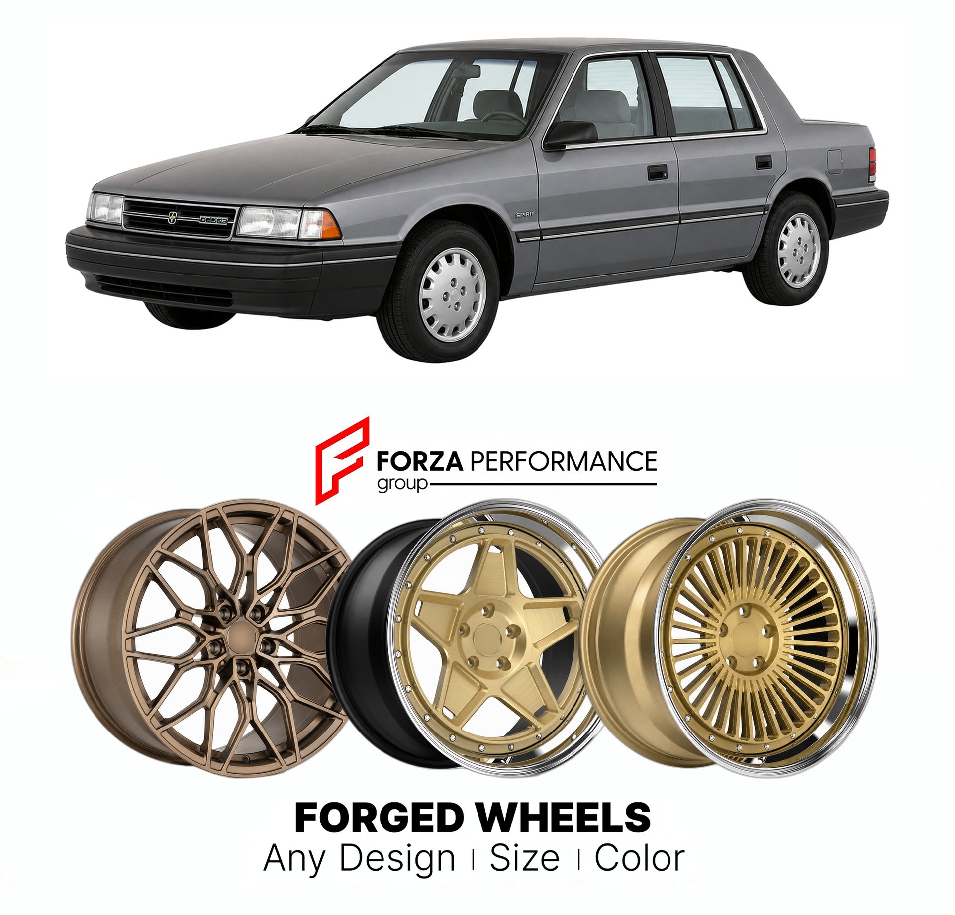 FORGED WHEELS RIMS for DODGE SPIRIT 1990 - 1995

Custom forged wheels for Dodge Spirit 1990 - 1995. Made-to-order monoblock, 2-piece and 3-piece rims in custom sizes, offsets, colors and finishes with guaranteed fitment.

We manufacture premium quality forged wheels rims for Dodge Spirit 1990 - 1995 in any design, size, color.

THIS WHEEL DESIGN CAN BE CUSTOM-MADE FOR YOUR CAR IN ANY SIZE AND COLOR OPTIONS
Available in monoblock, 2-piece, 3-piece, duoblock, beadlock
3D wheel renderings are provided accordin