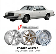 CUSTOM CLASSIC VINTAGE RESTOMOD RETRO OLD SCHOOL FORGED WHEELS RIMS for DODGE ST. REGIS 1979 - 1981
Custom forged wheels for classic American muscle cars. Ideal for restomod builds, vintage restorations, and show cars. Deep dish and retro styling available.

We manufacture premium quality forged wheels rims for Dodge St. Regis 1979 - 1981 in any design, size, color.

THIS WHEEL DESIGN CAN BE CUSTOM-MADE FOR YOUR CAR IN ANY SIZE AND COLOR OPTIONS
Available in monoblock, 2-piece, 3-piece, duoblock, beadlock
3